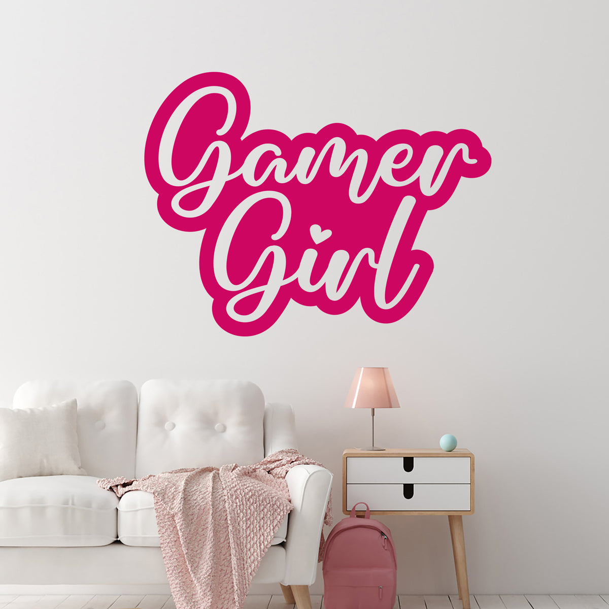 Wandtattoo Gamer Girl in Rosa im Kinderzimmer