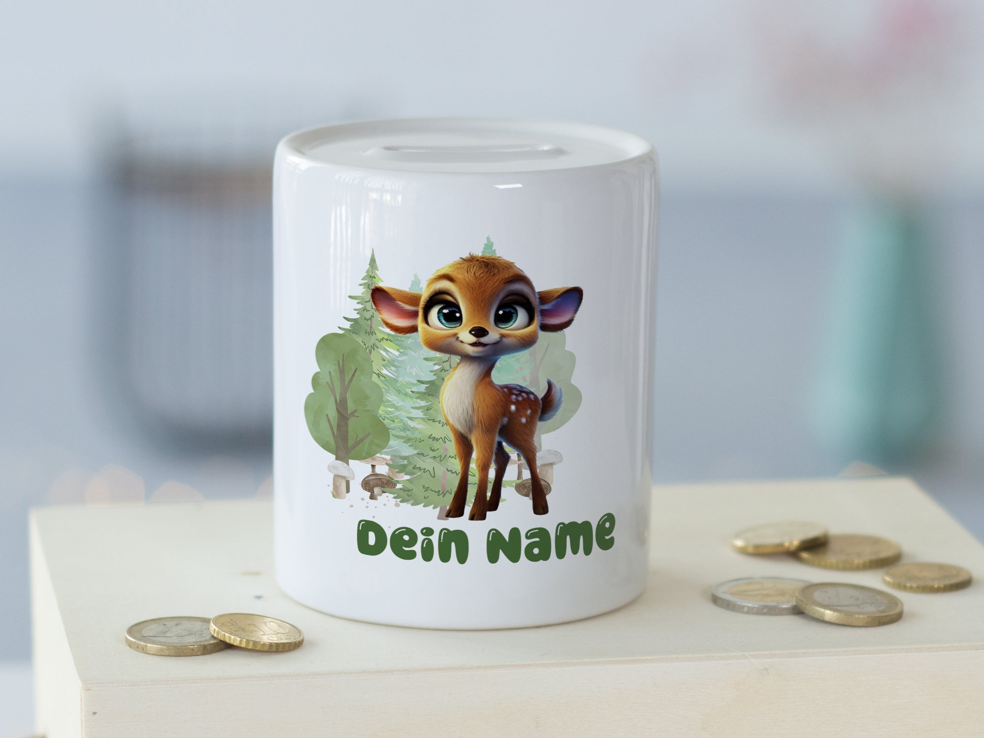 Spardose Rehkitz mit Namen