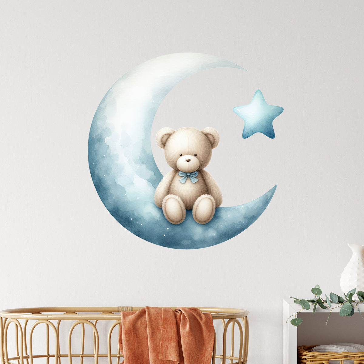 Wandtattoo Teddy auf Mond - Für süße Träume