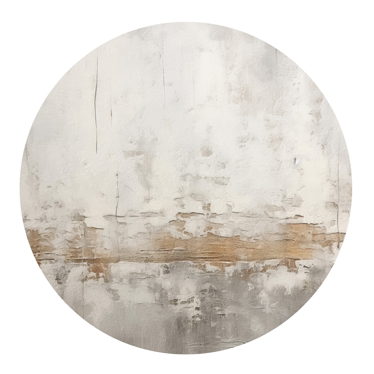 Runde Wanddekoration in Weiß und Beige mit Struktur.