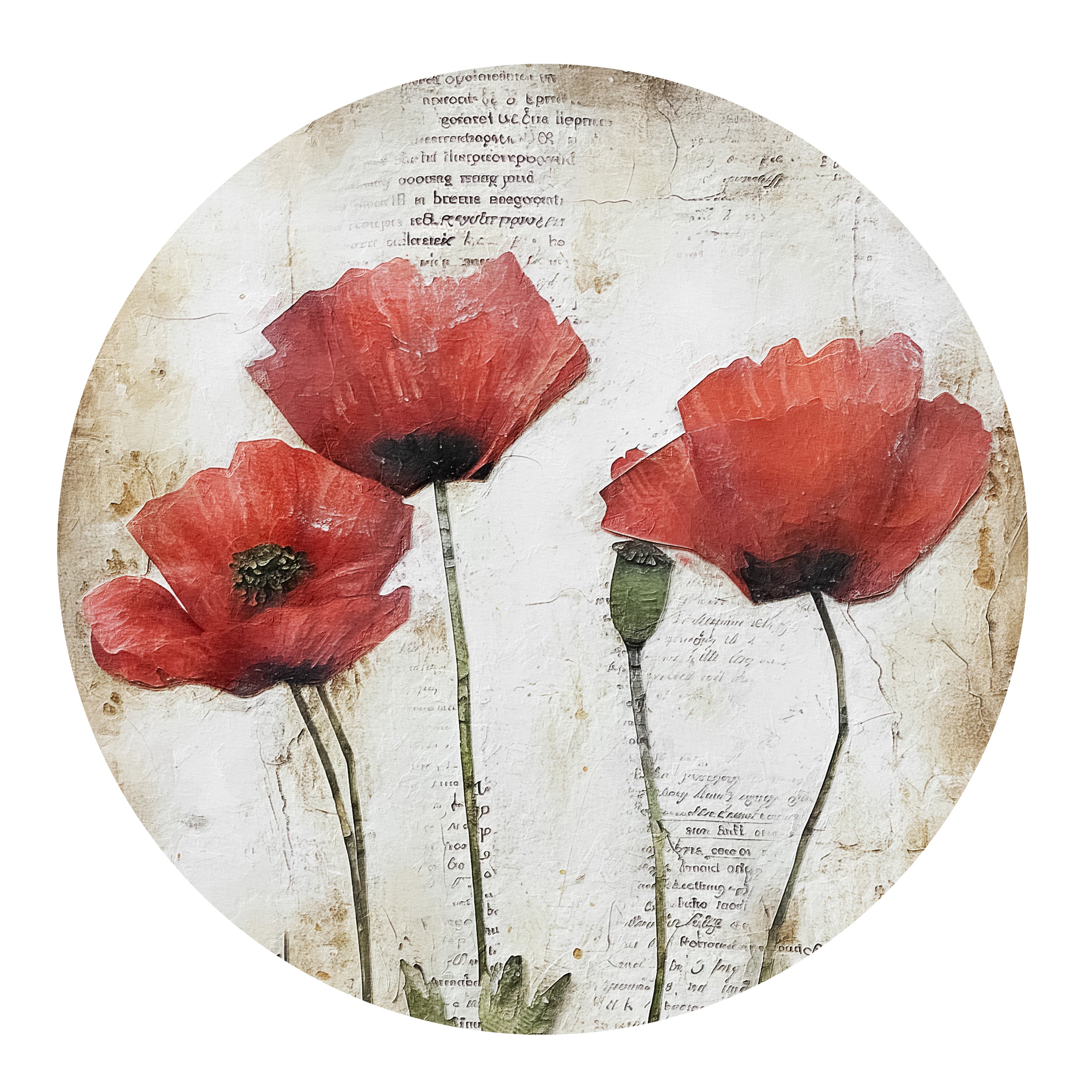 Rote Mohnblumen auf vintage Hintergrund mit Schrift.
