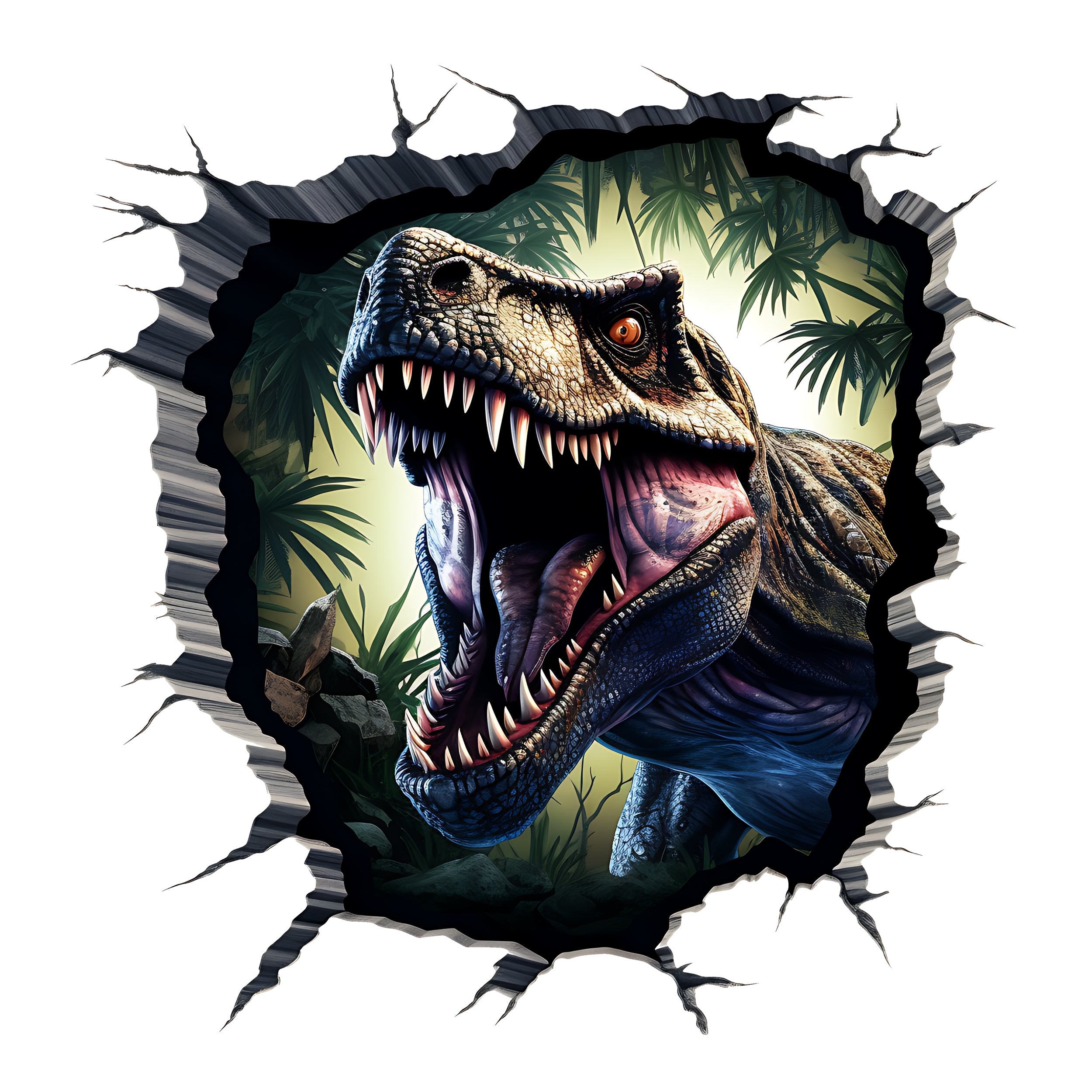 Wandtattoo mit Tyrannosaurus Rex und Dschungel als freigestelltes Motiv