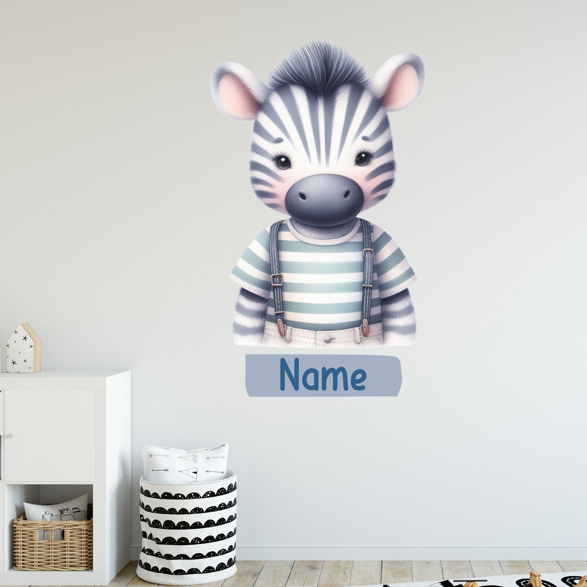 Zebra mit Streifenhemd und personalisierbarem Namen.