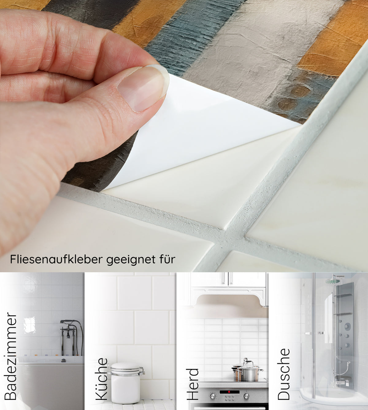 Fliesenaufkleber in Braun- und Grautönen, vielseitig einsetzbar.