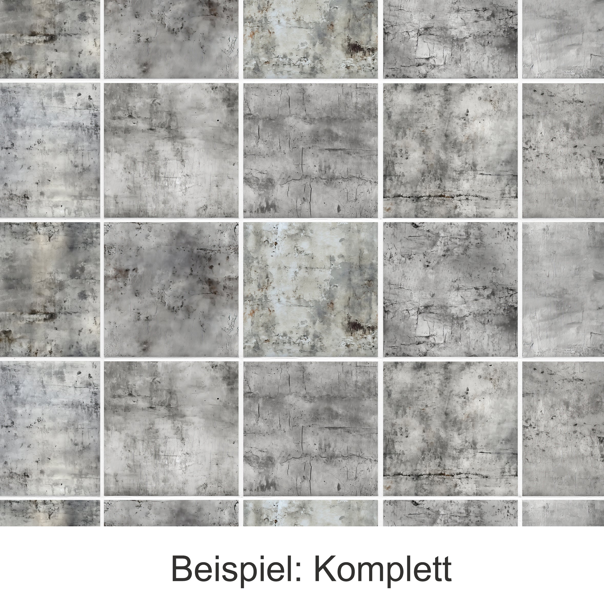 Betonoptik in Grau mit verschiedenen Texturen.