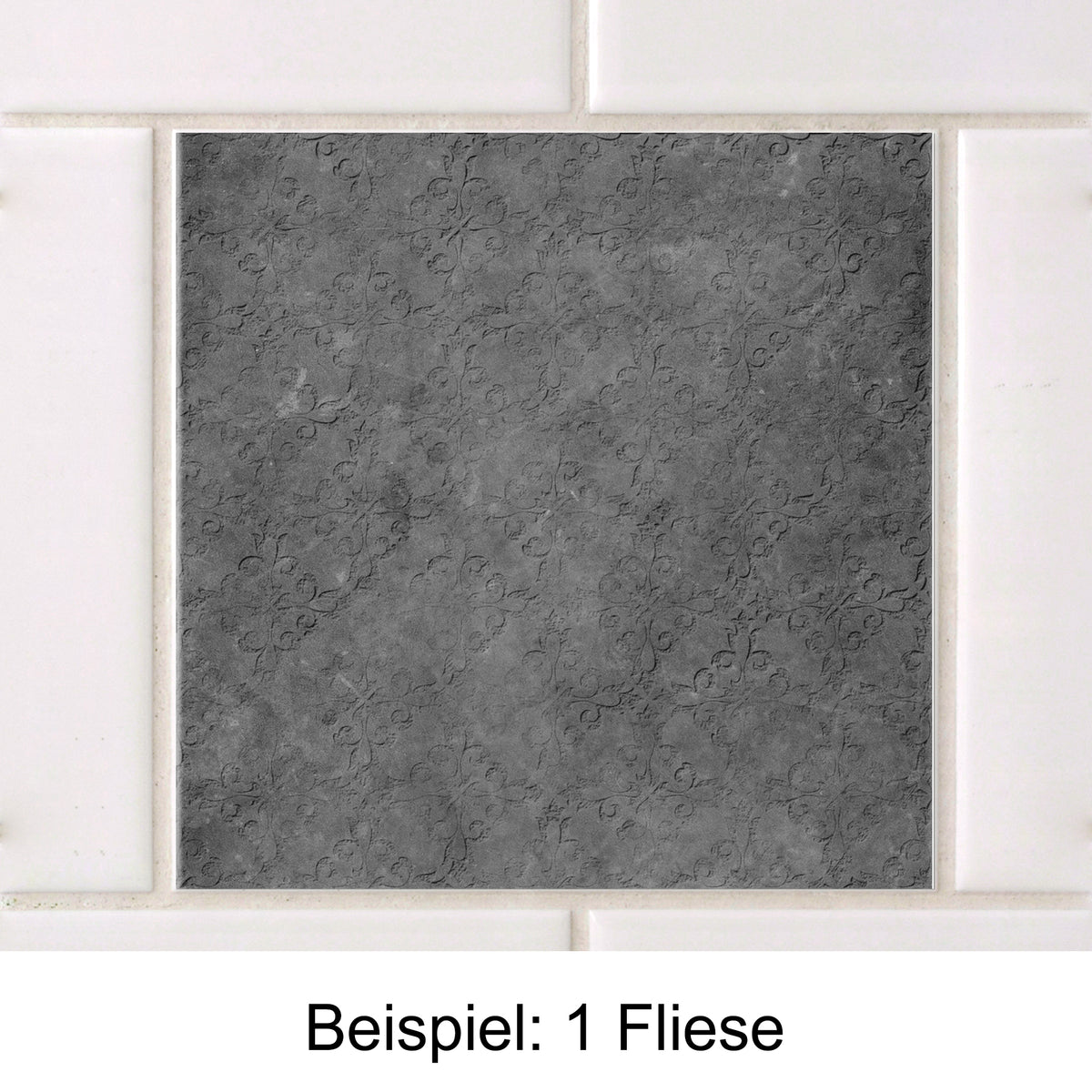 Dunkelgraue Fliese mit strukturiertem Muster.