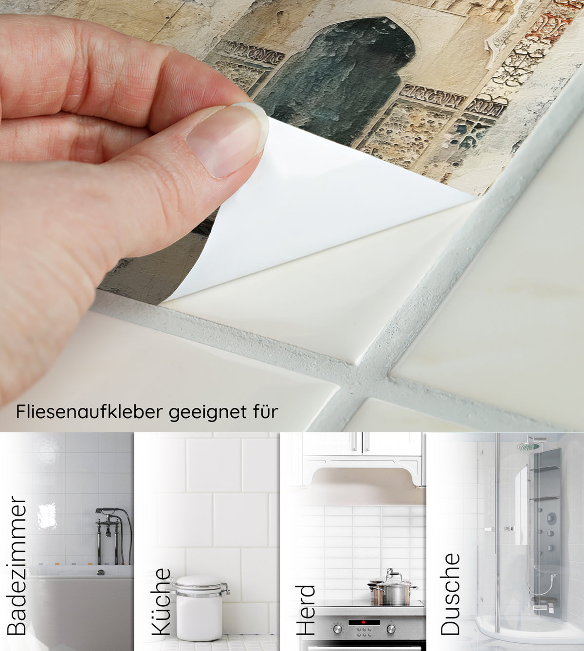Fliesenaufkleber für Badezimmer, Küche, Herd und Dusche.
