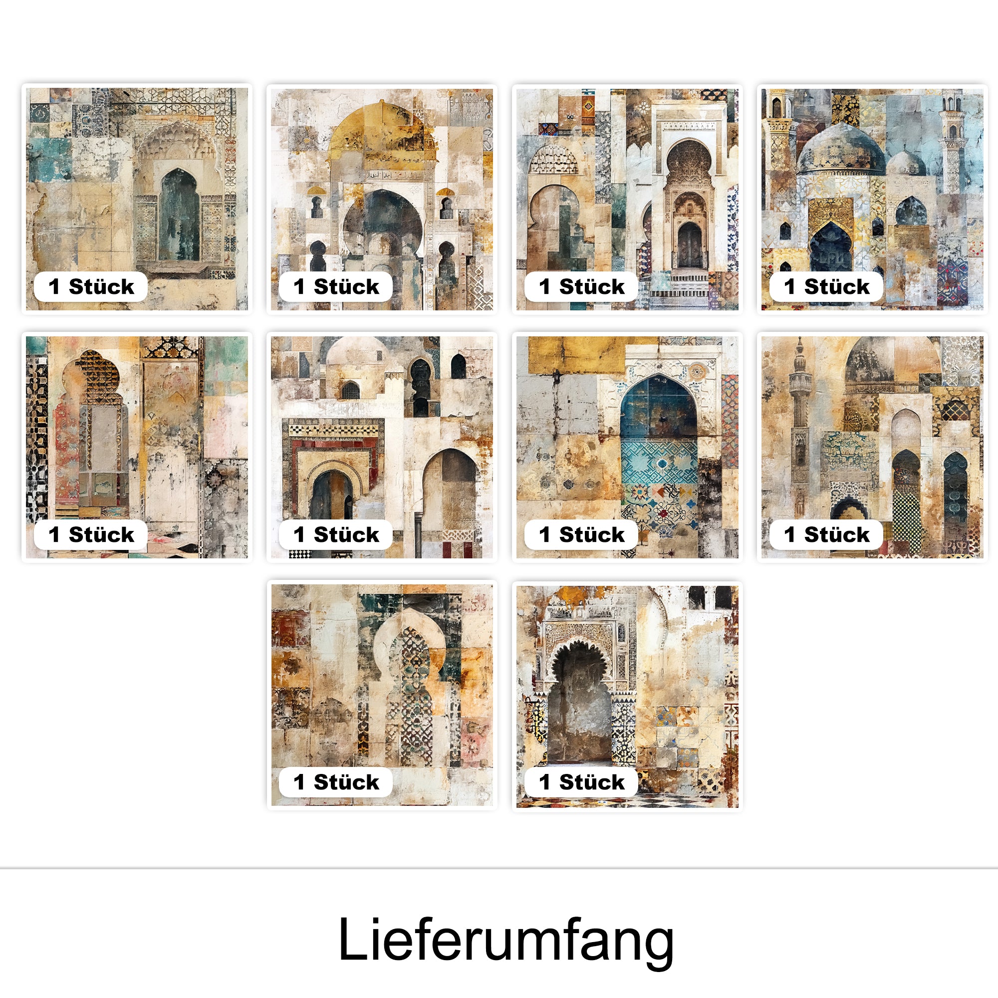 Dekorative Wandbilder mit orientalischen Mustern und Farben.