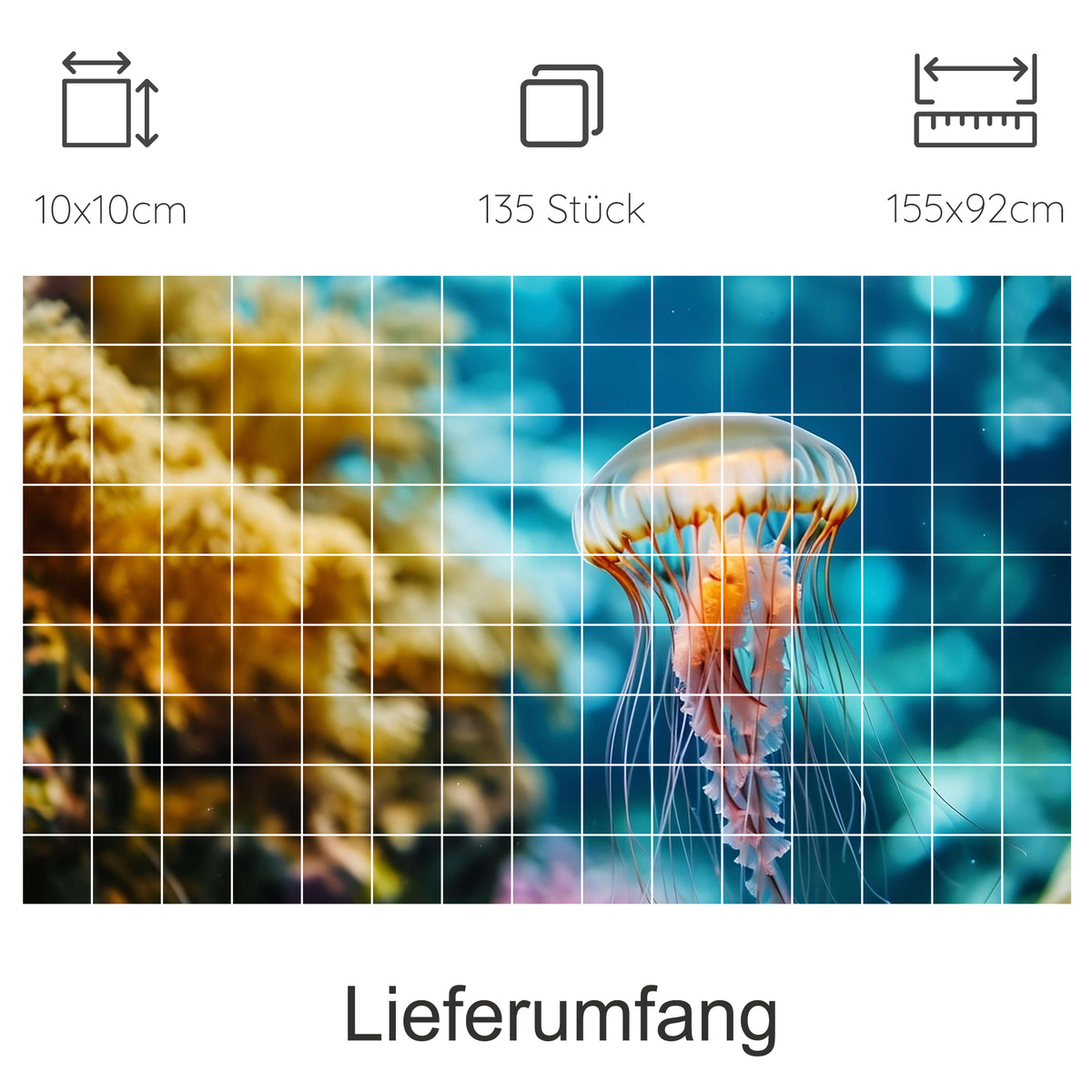 Quallenmotiv in Blau- und Gelbtönen, 135 Teile.