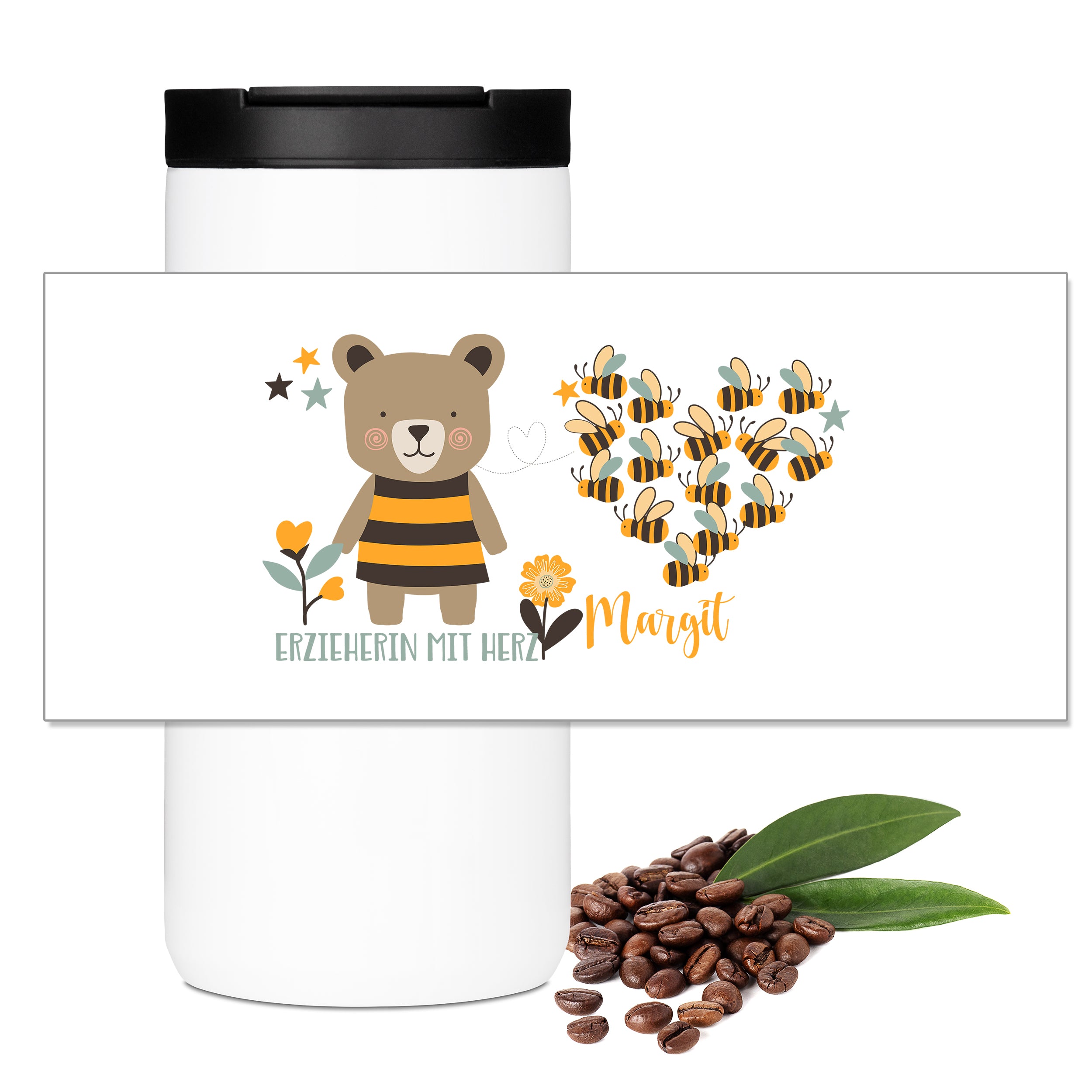 Kaffeebecher mit Herz und Bienenliebe