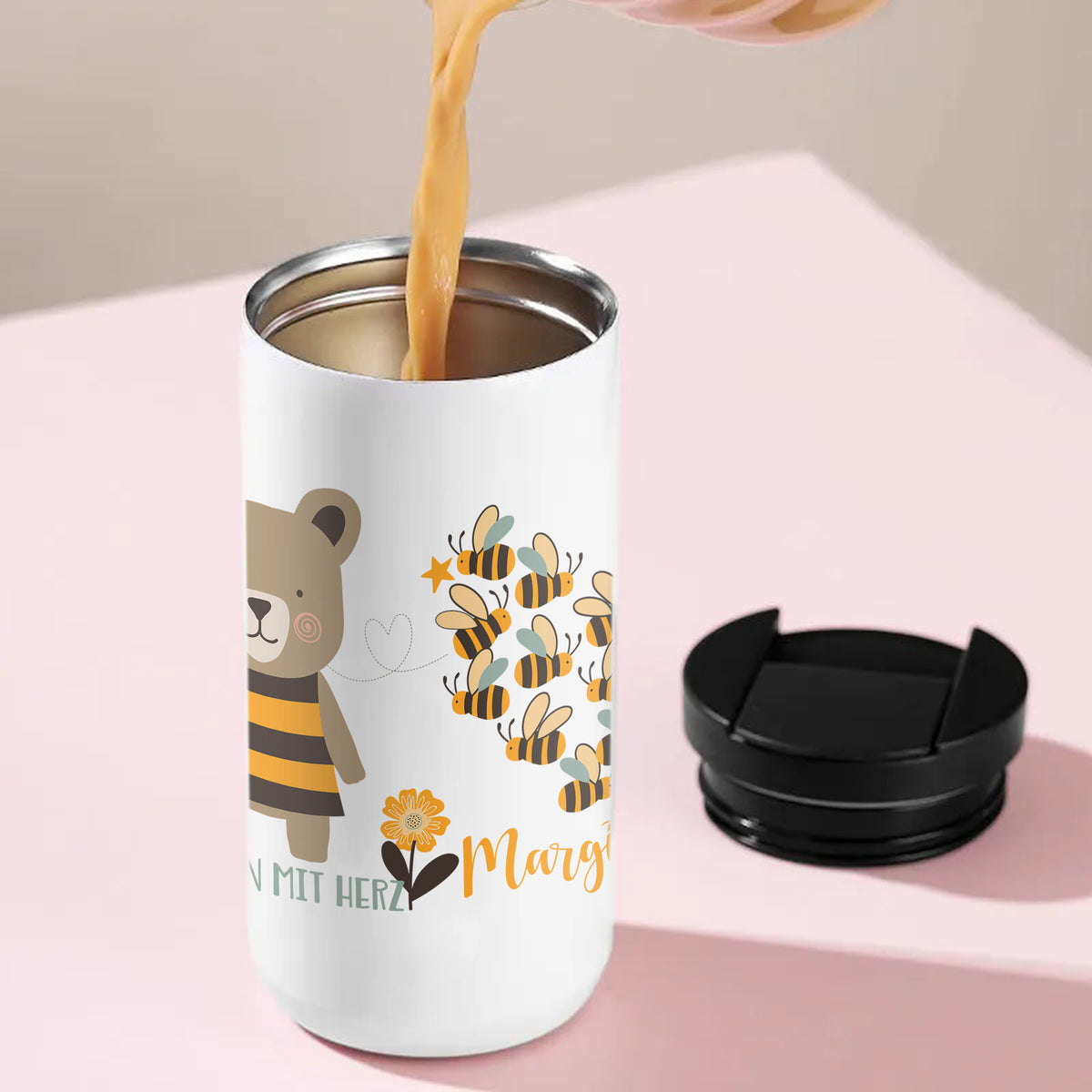 Kaffeebecher mit Herz und Bienenliebe
