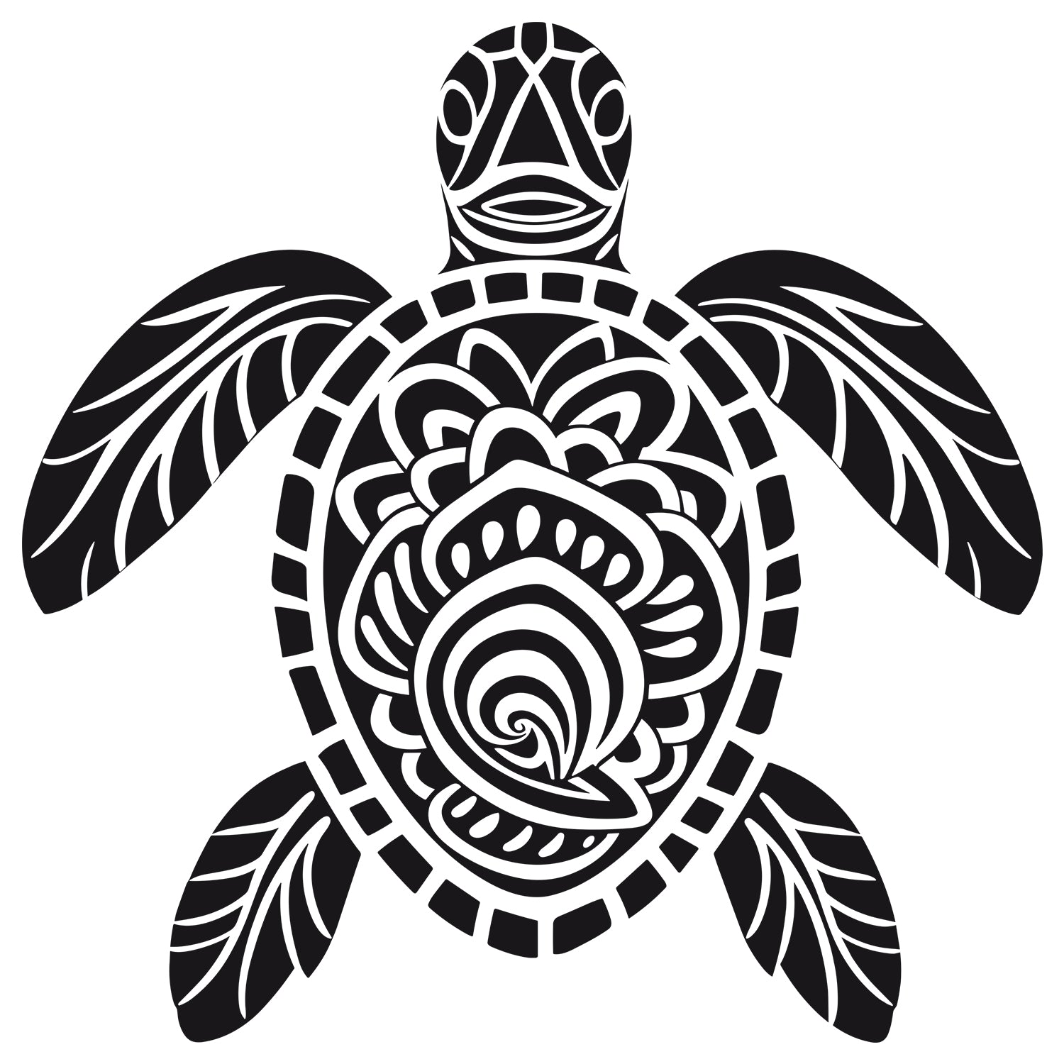 Schwarzes Wandtattoo mit Schildkröte als freigestelltes Motiv