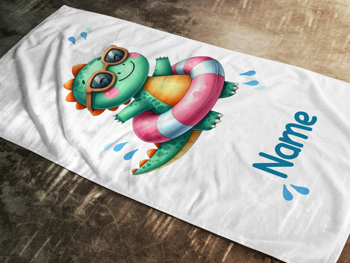 Poolparty Handtuch mit lustigem Drachenmotiv