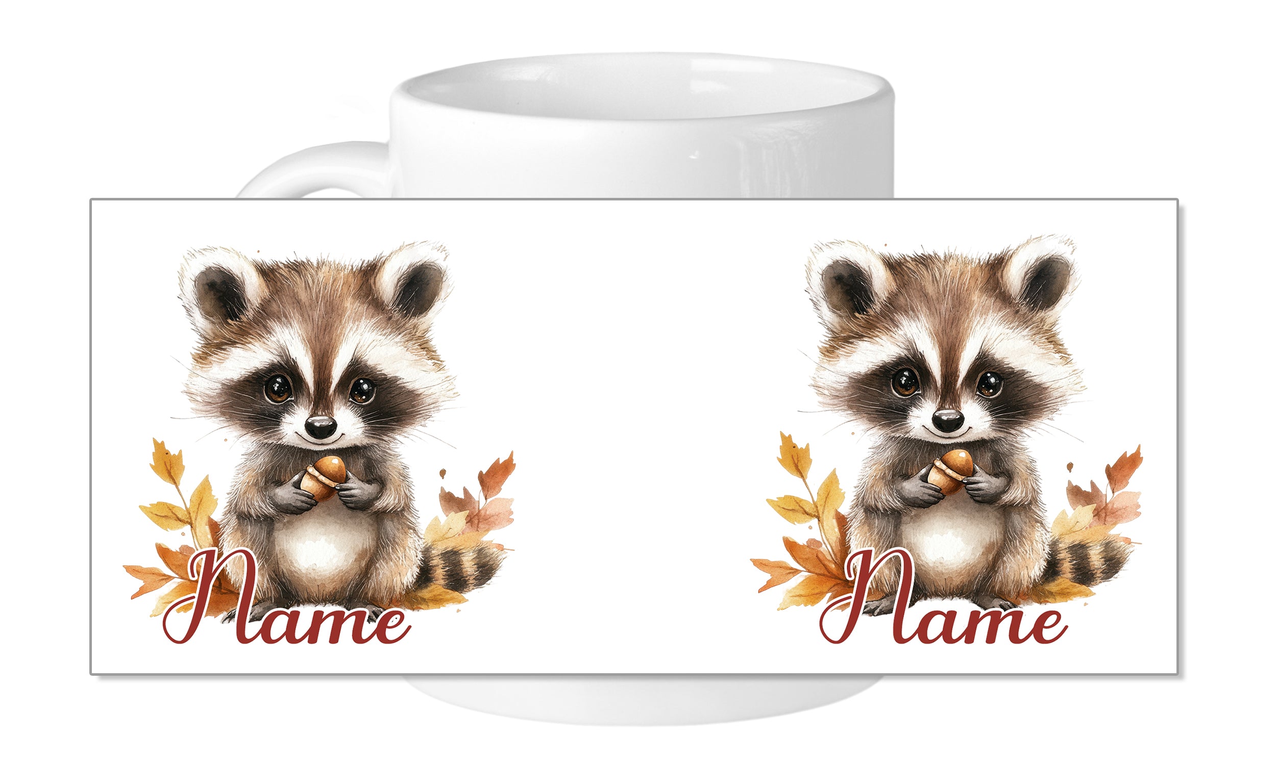 Tasse Waschbär im Herbst