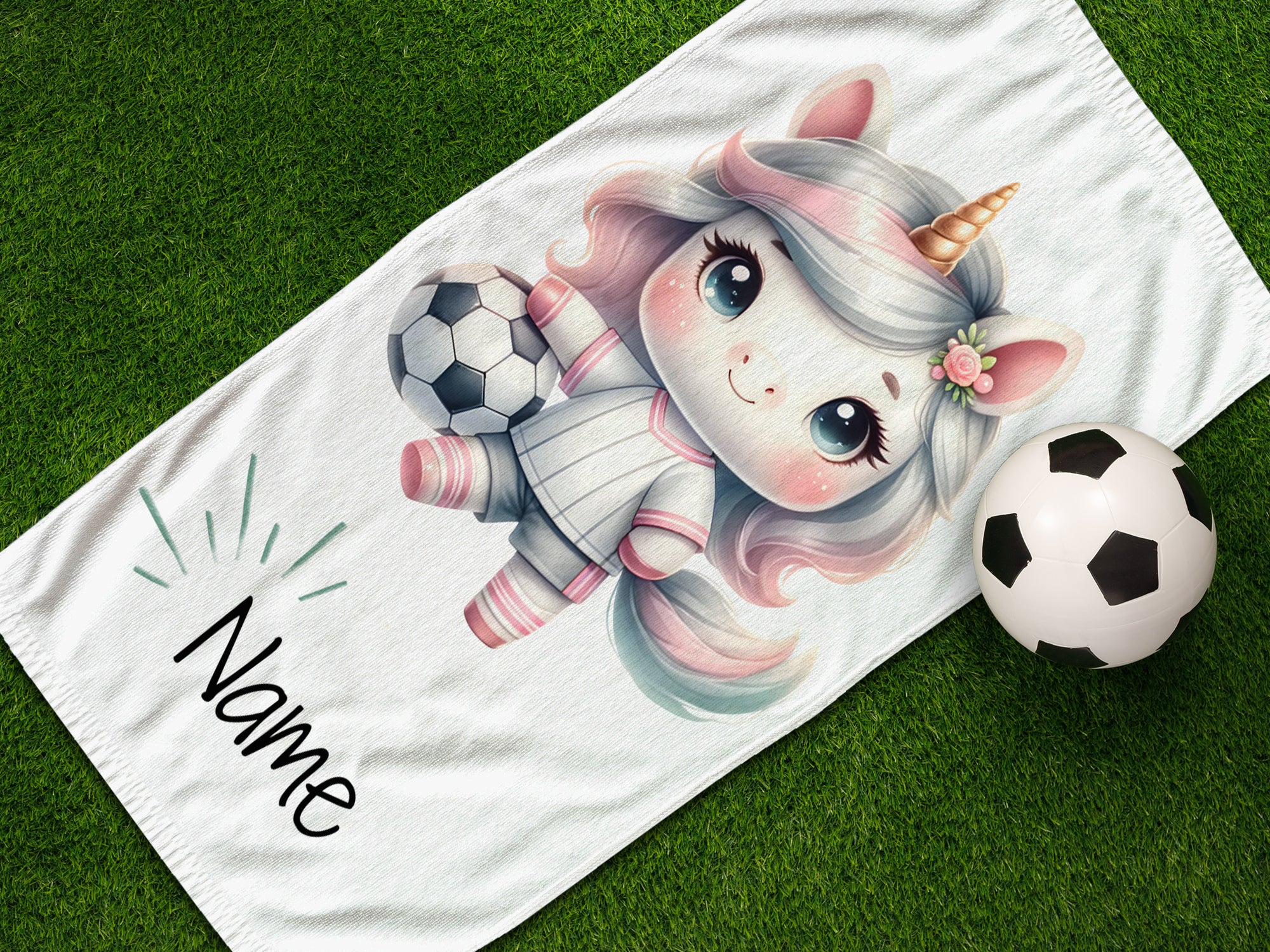 Handtuch Einhorn mit Fußball