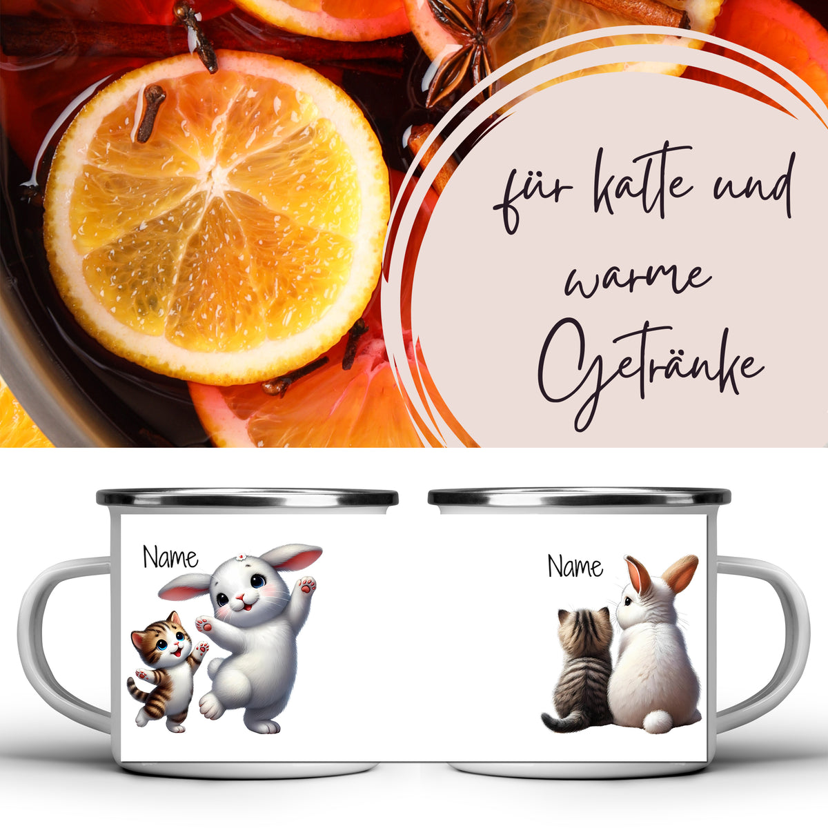 Tassen mit niedlichen Tiermotiven, weiß mit bunten Illustrationen.