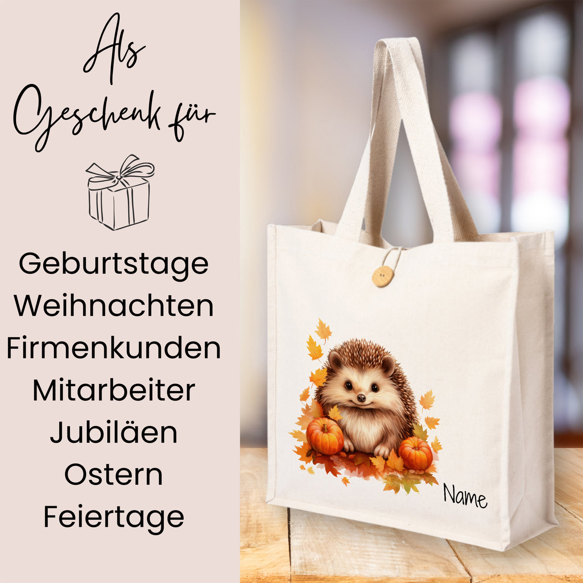Tasche mit Igelmotiv