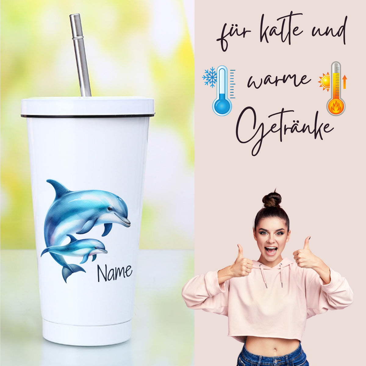 Trinkbecher mit Delfinmotiv