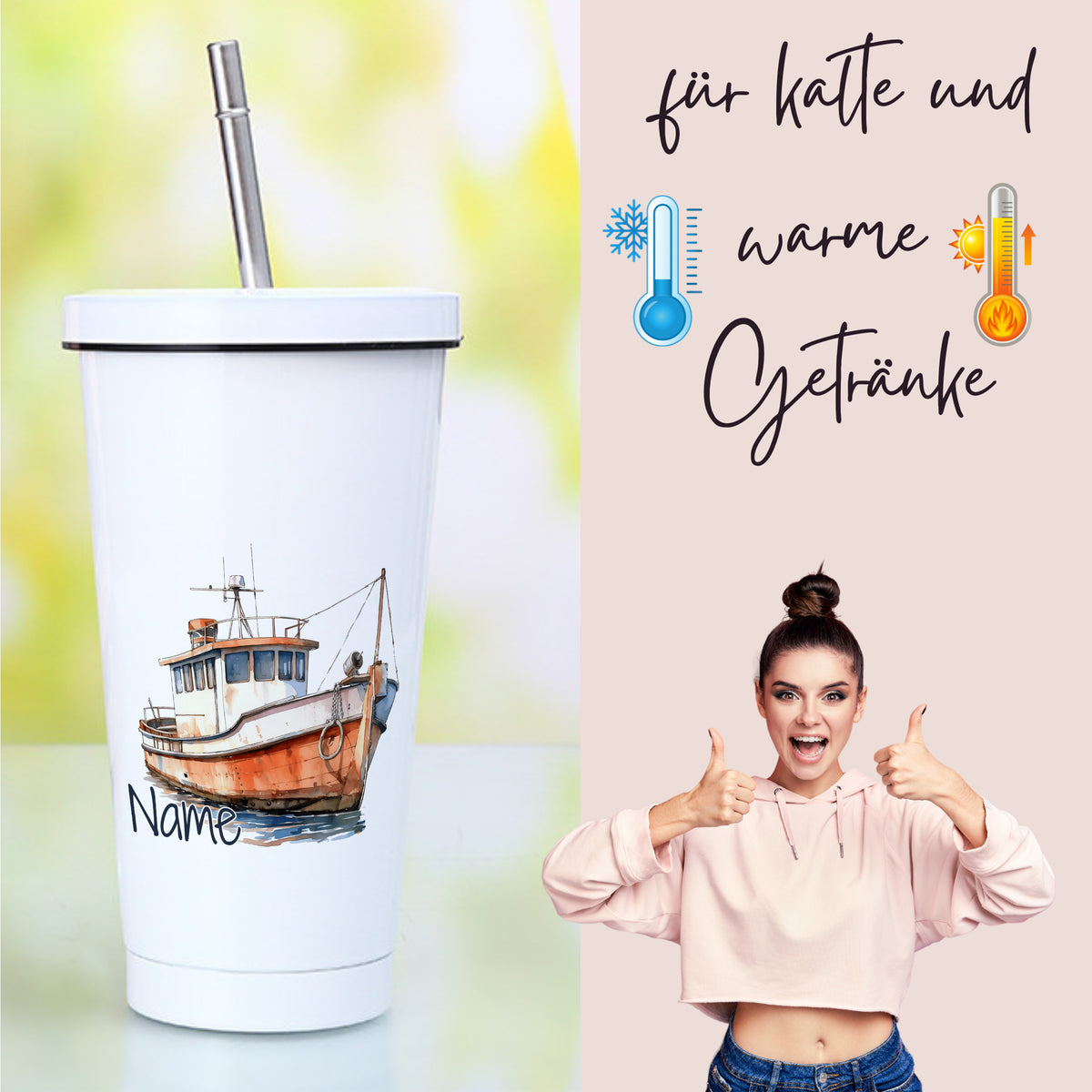 Trinkbecher mit Boot