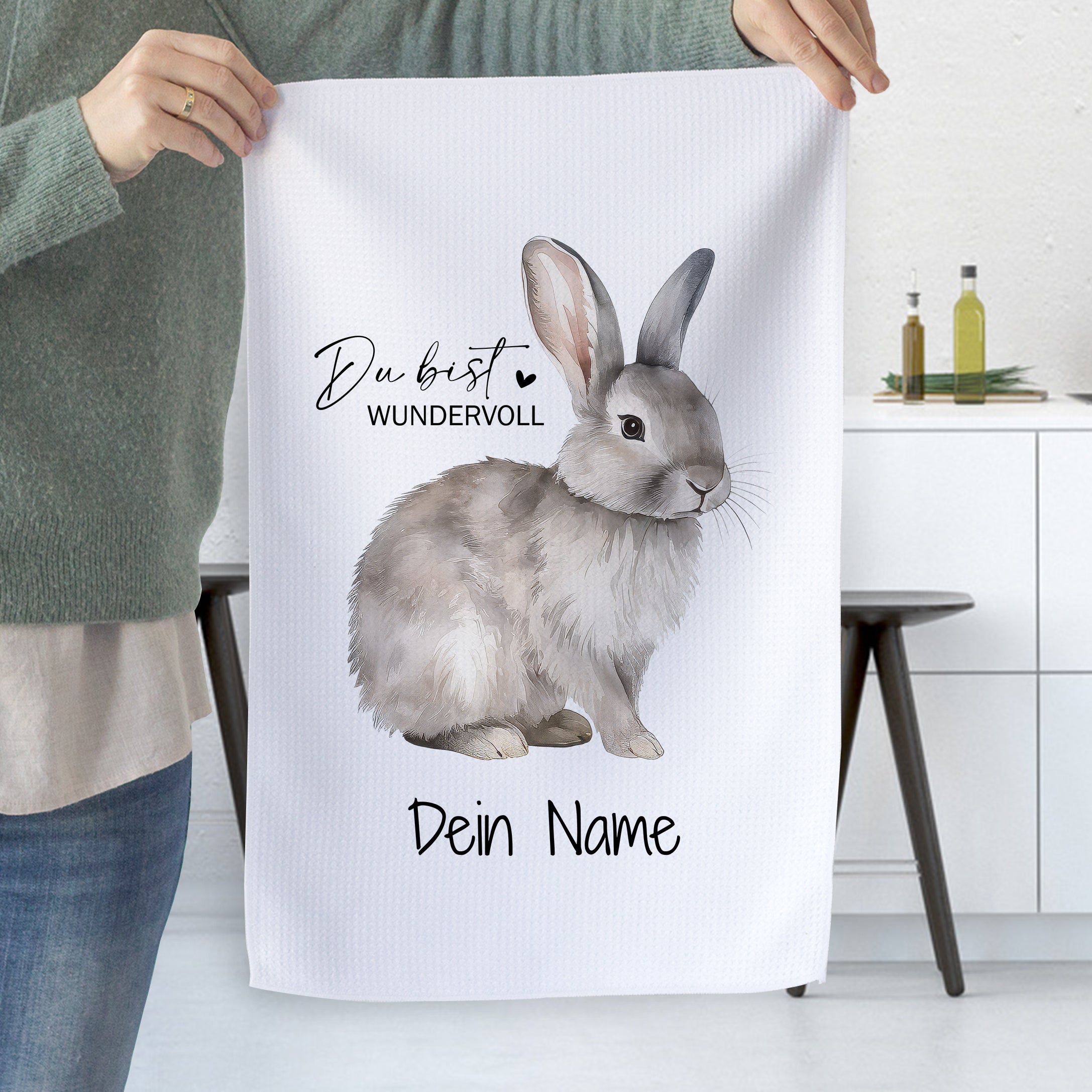 Geschirrtuch mit Kaninchen