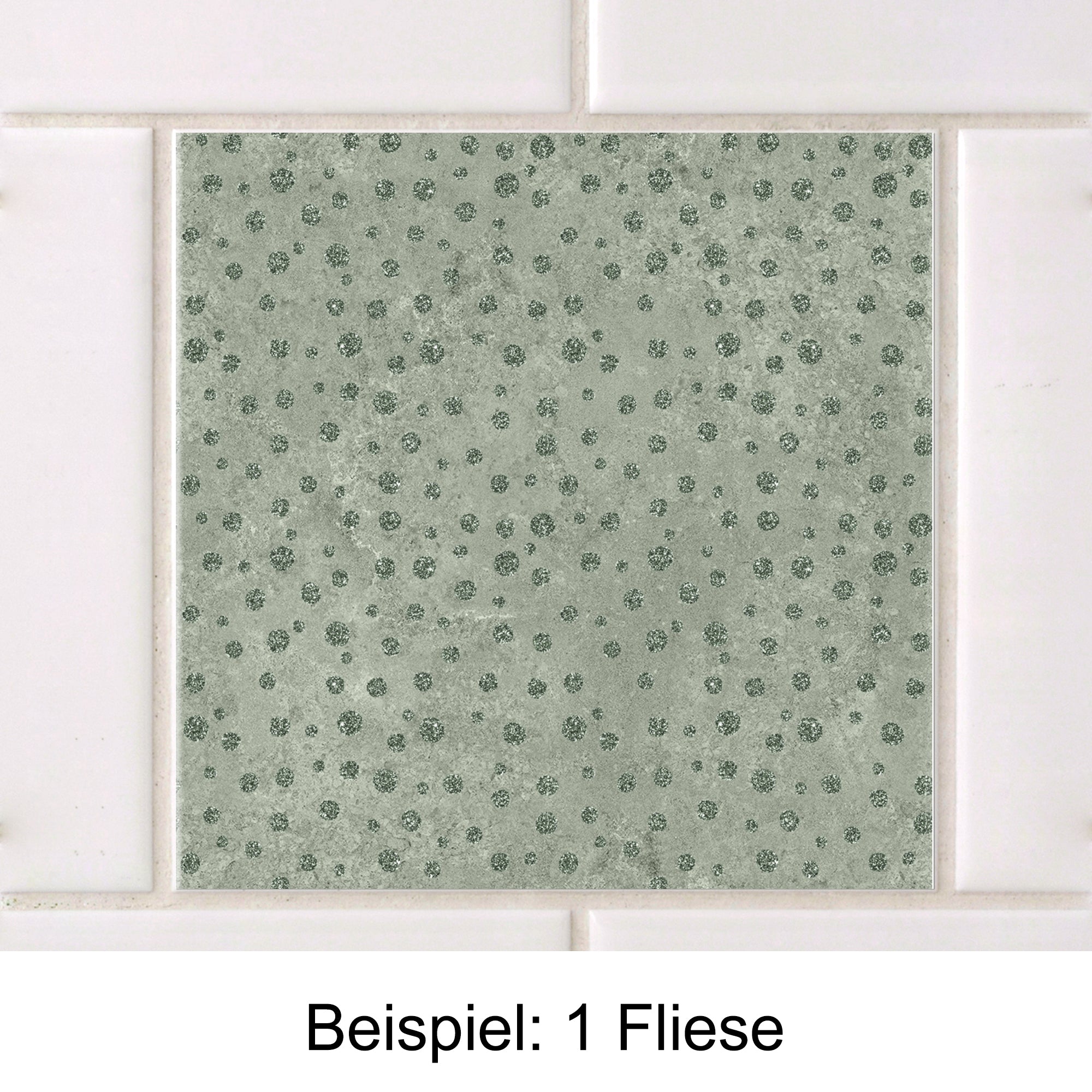 Grüne Fliese mit kleinen Punkten, quadratisch.
