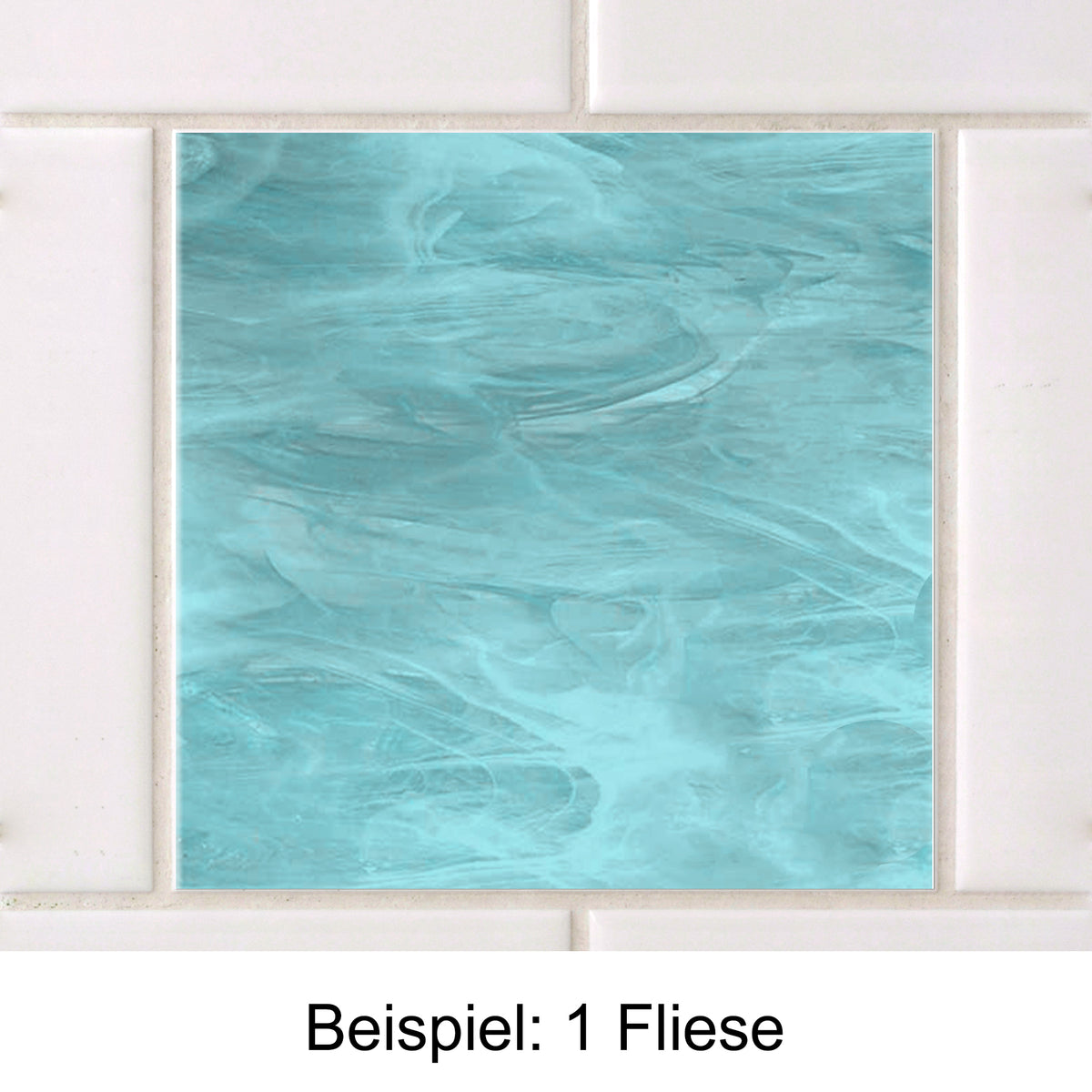 Türkisfarbene Fliese mit marmorierter Struktur.