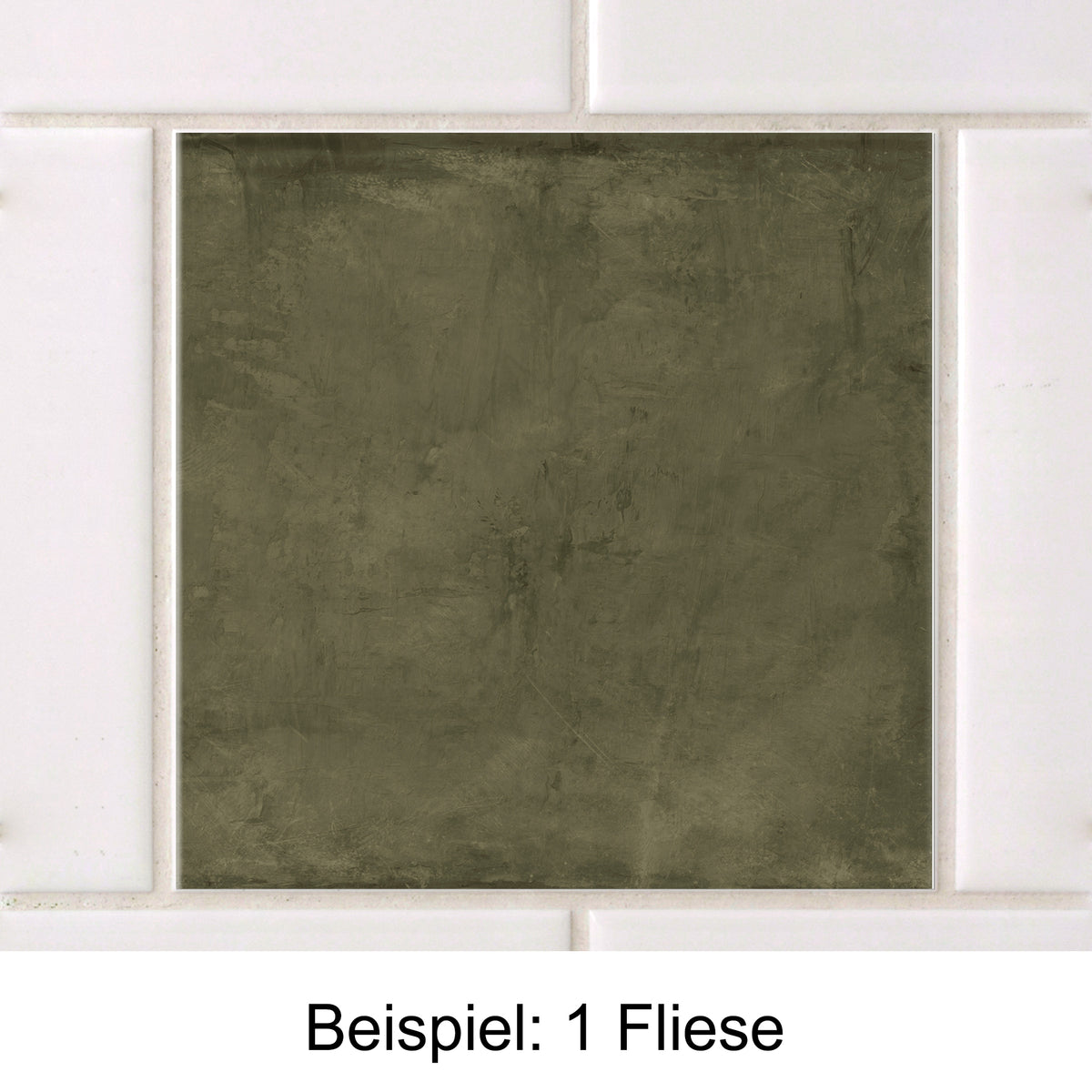 Dunkelgrüne Fliese mit mattem Finish auf hellem Untergrund.