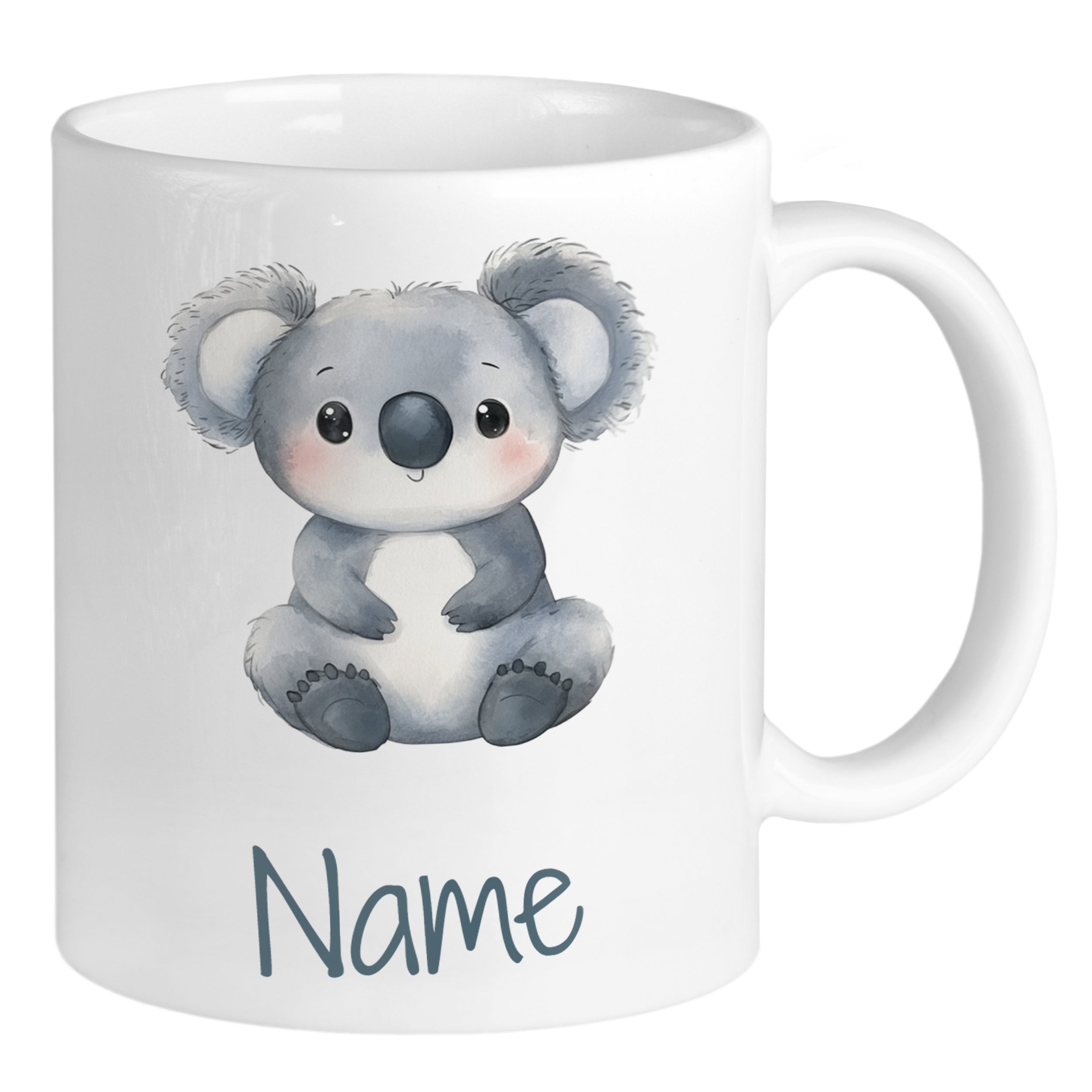 Kaffeetasse mit niedlichem Koala und personalisiertem Namen.