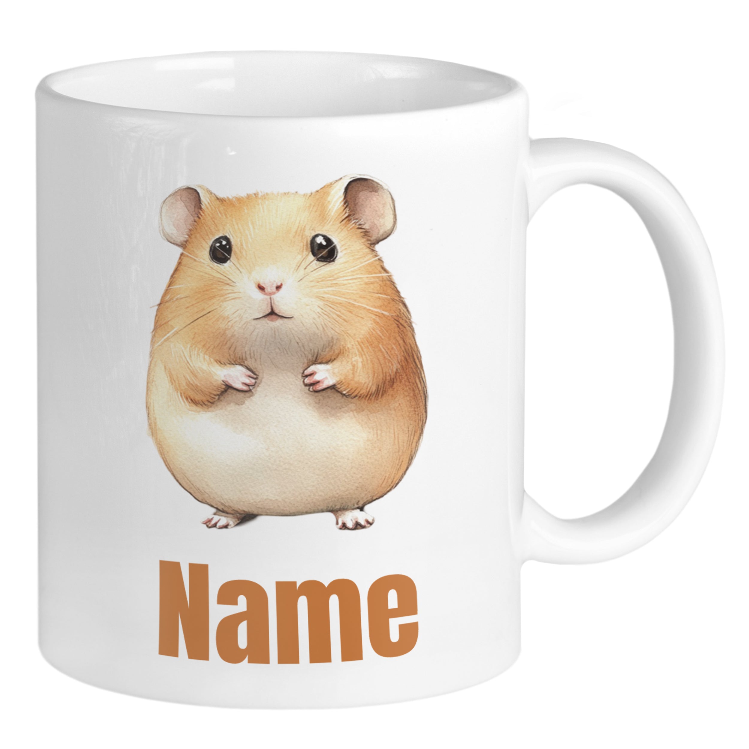 Tasse mit niedlichem Hamster und personalisiertem Namen.