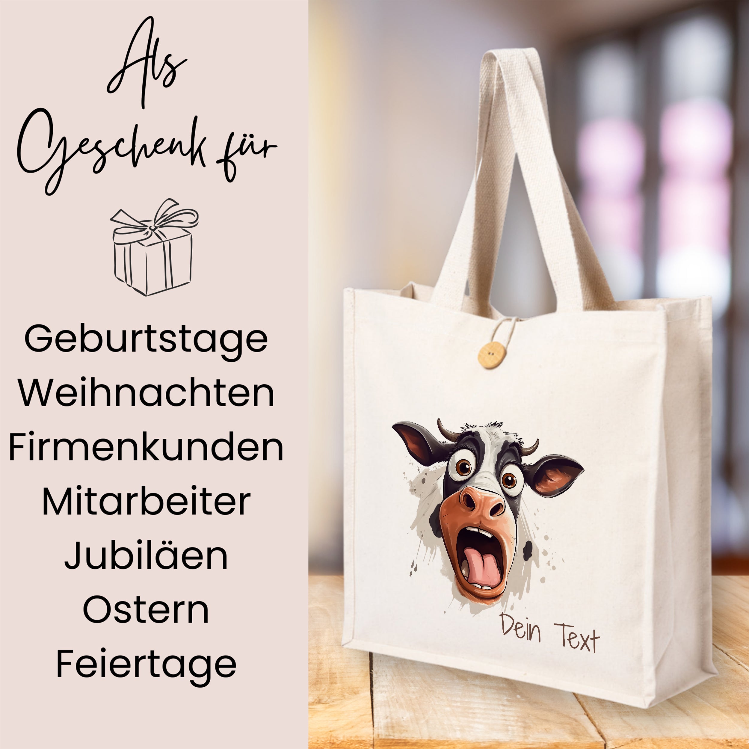 Tasche mit Kuhmotiv