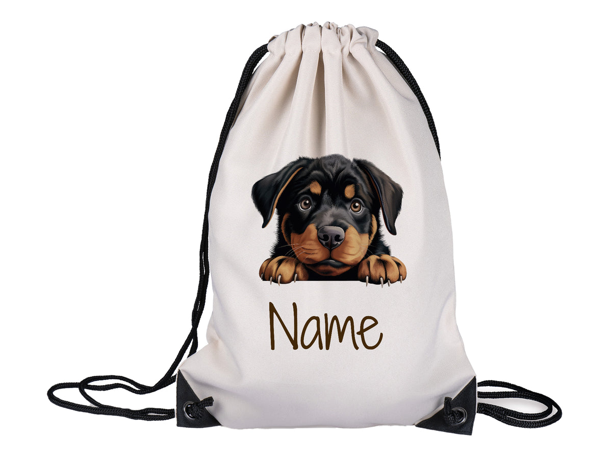 Rucksack mit Rottweiler-Motiv und personalisierbarem Namen