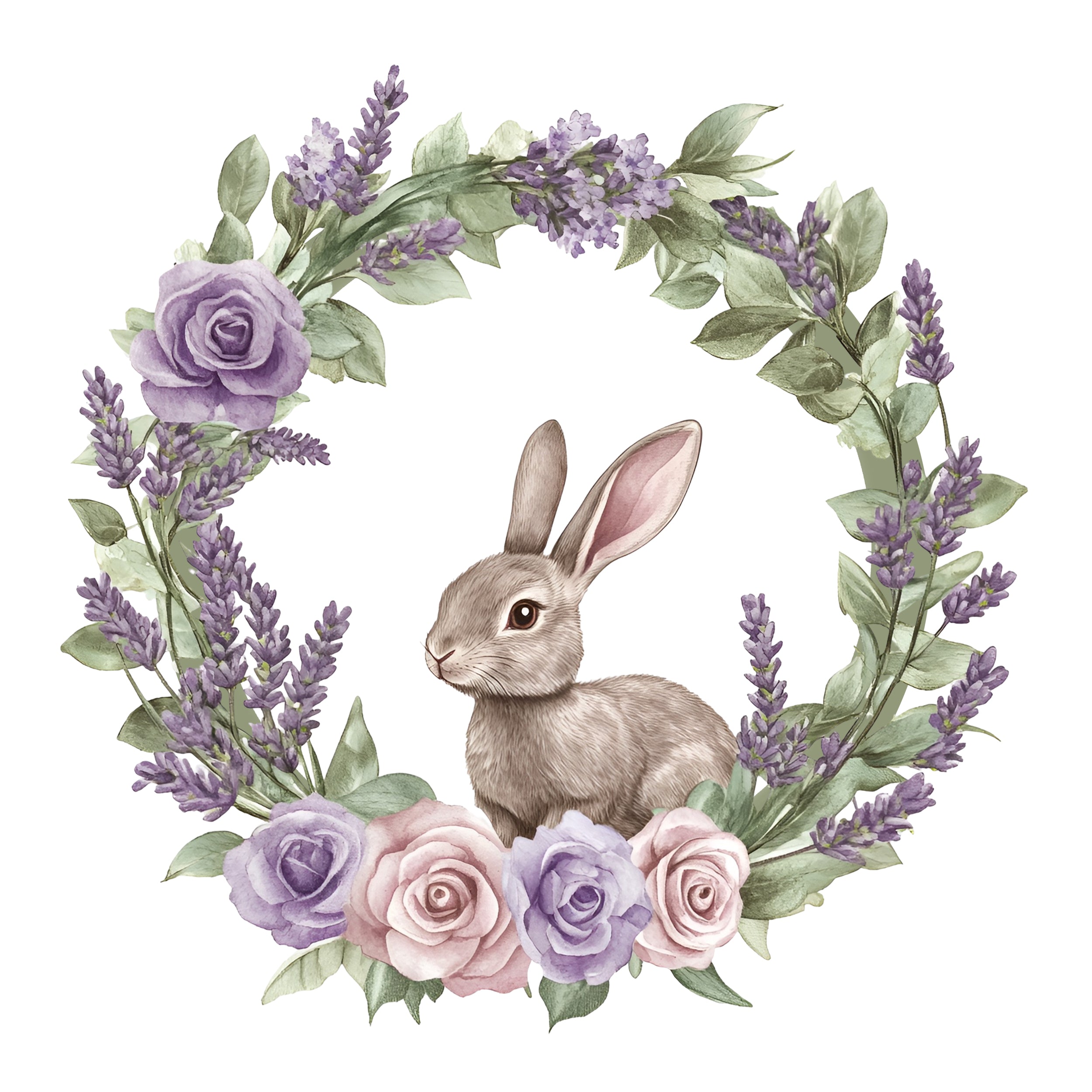 Wandtattoo Ostern mit Hase und Blumen