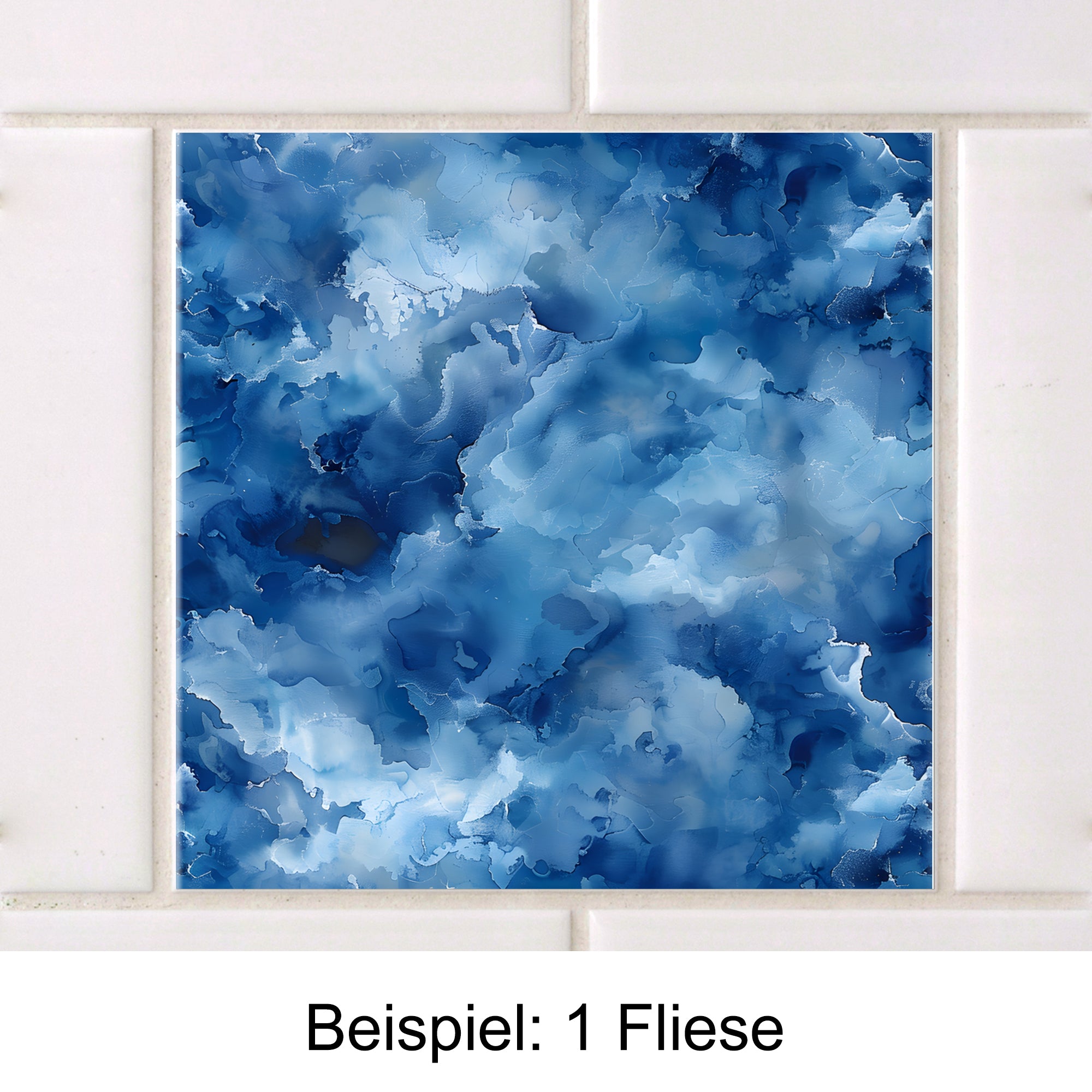 Blau marmorierte Fliese mit hellen und dunklen Akzenten.