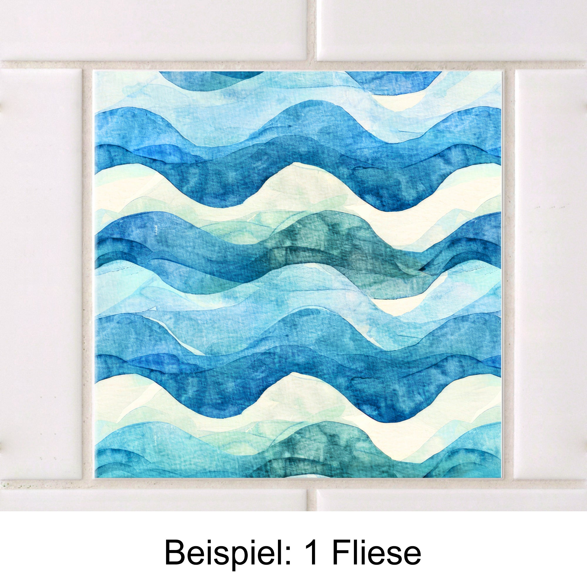 Wellenmuster in Blau- und Grüntönen auf Fliese.