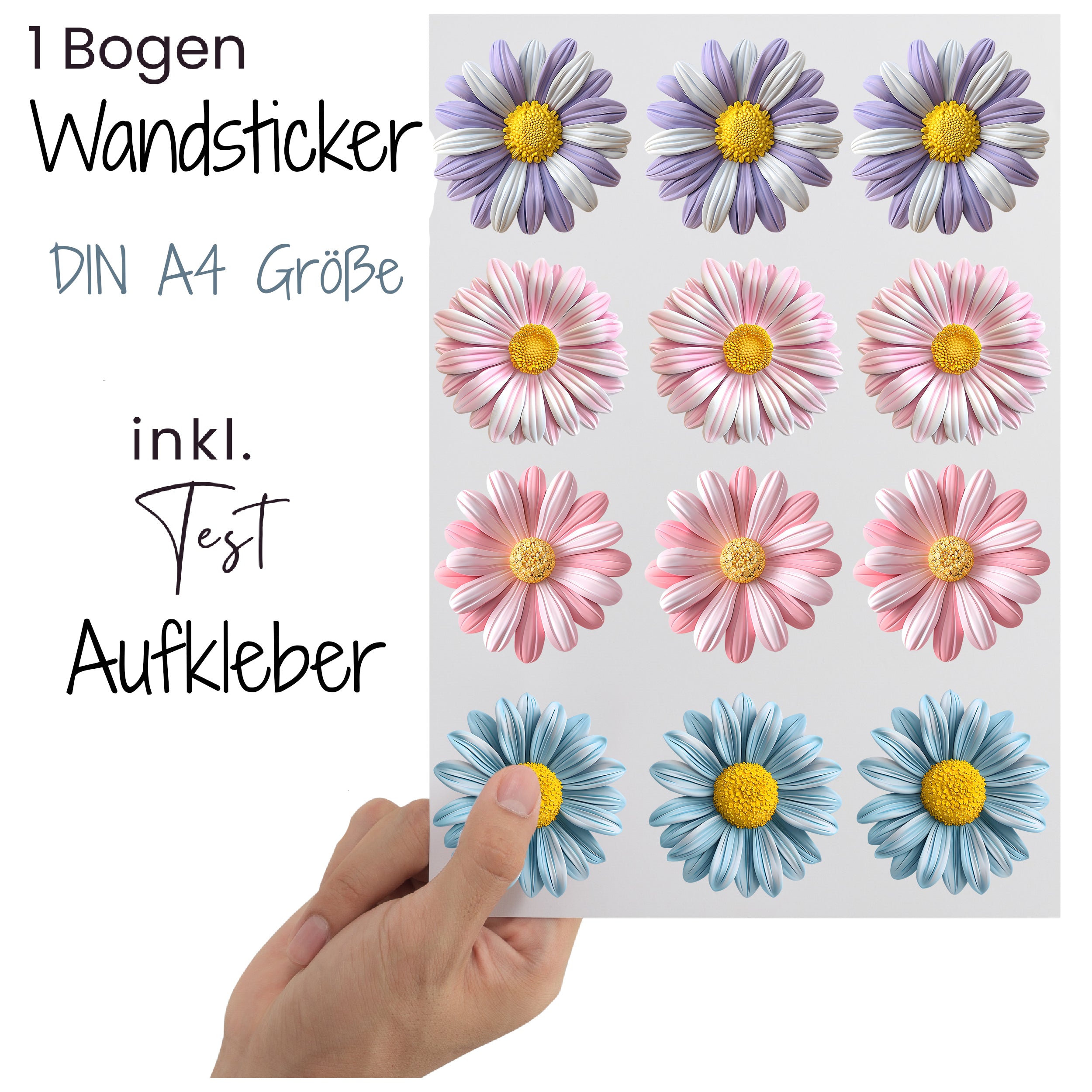 Wandtattoo 12 bunte Gänseblümchen