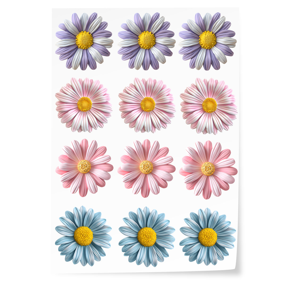 Wandtattoo 12 bunte Gänseblümchen
