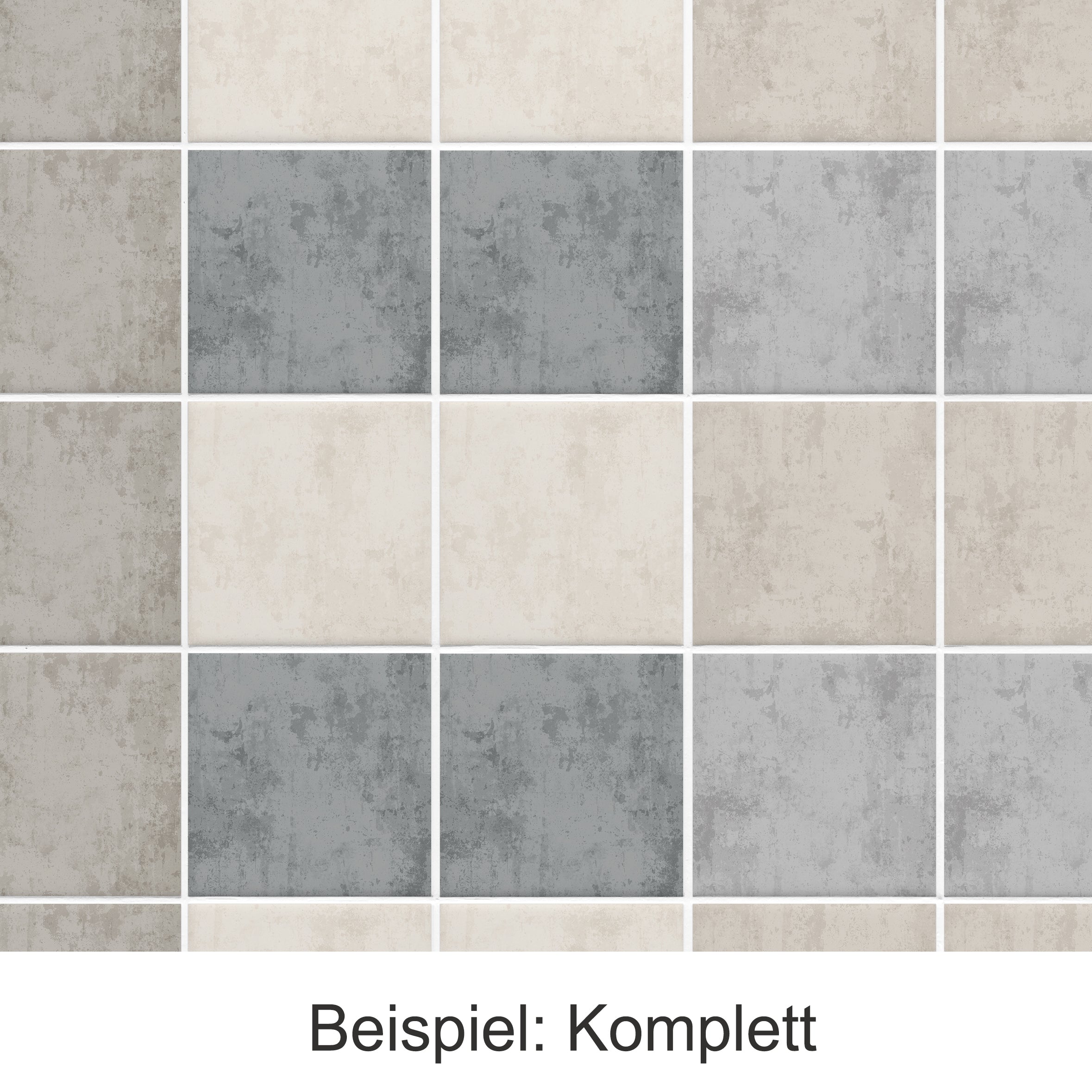 Fliesenmuster in Grau-, Beige- und Weißtönen.