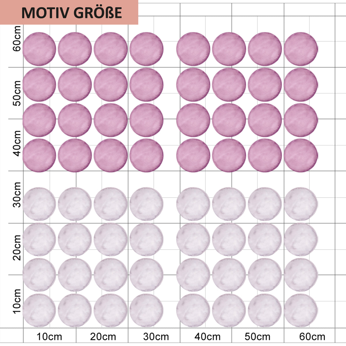 Runde Motive in verschiedenen Größen, rosa und hellrosa.