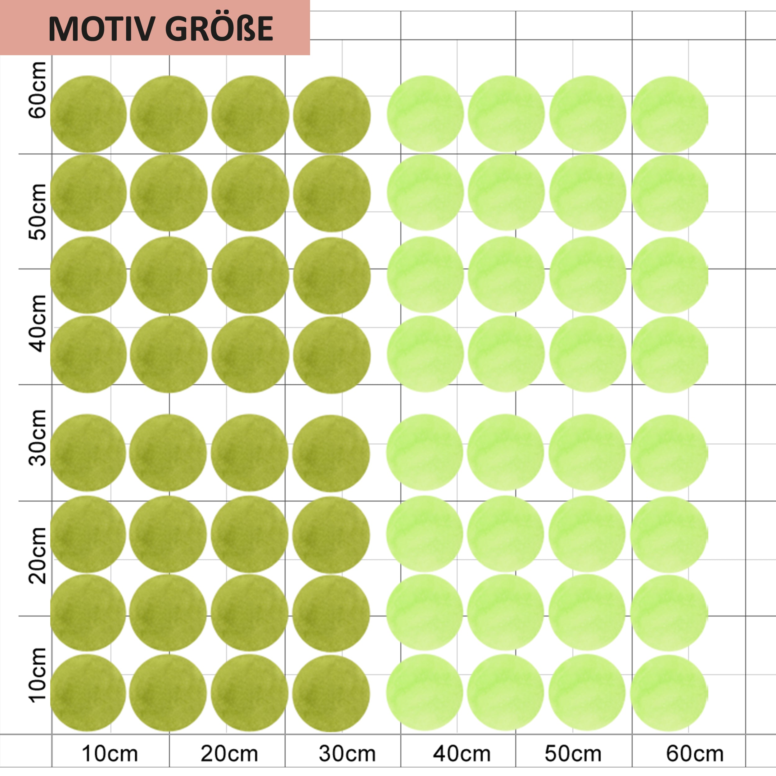 Grüne und olivfarbene Kreise in verschiedenen Größen.