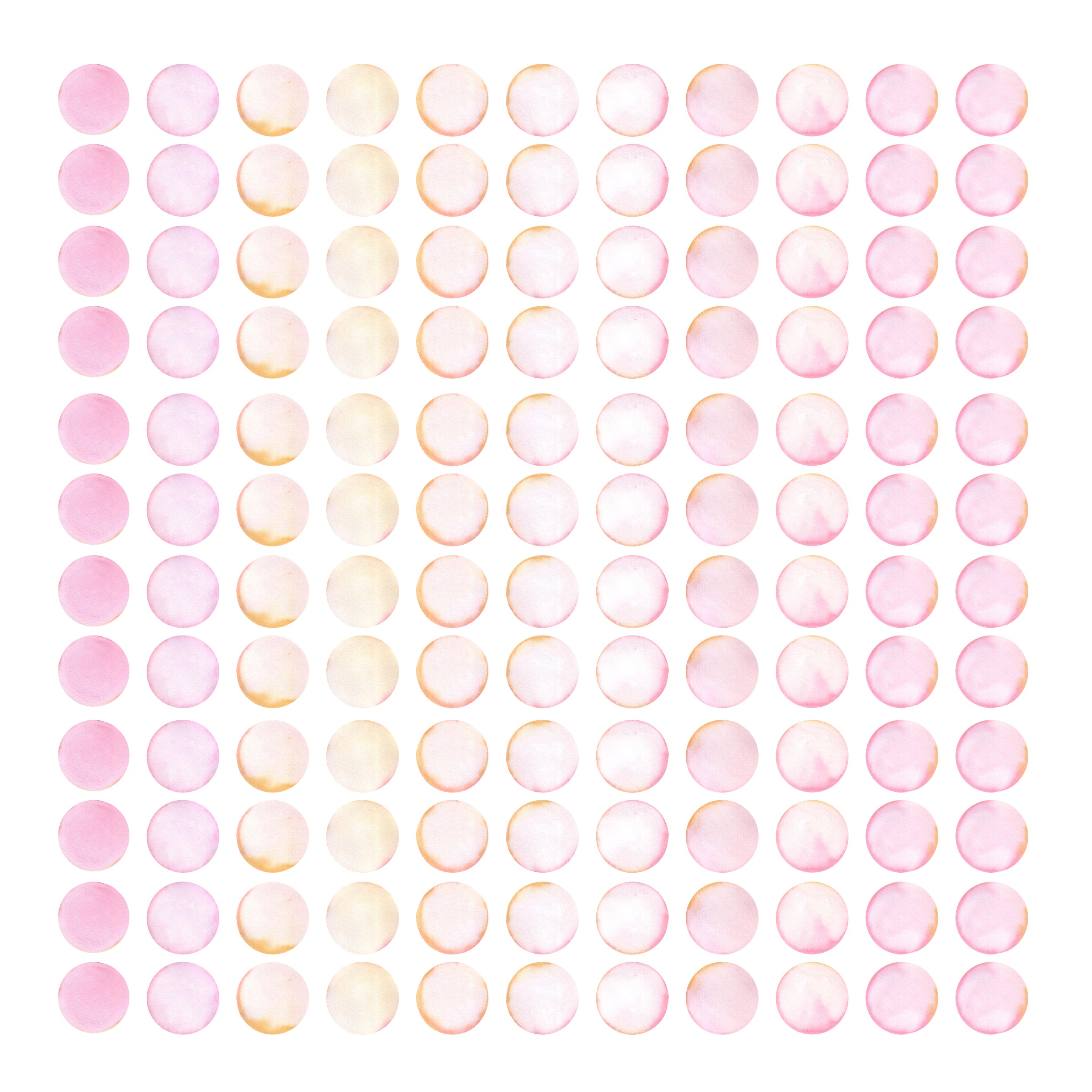 Runde Aufkleber in sanften Rosa- und Beigetönen.