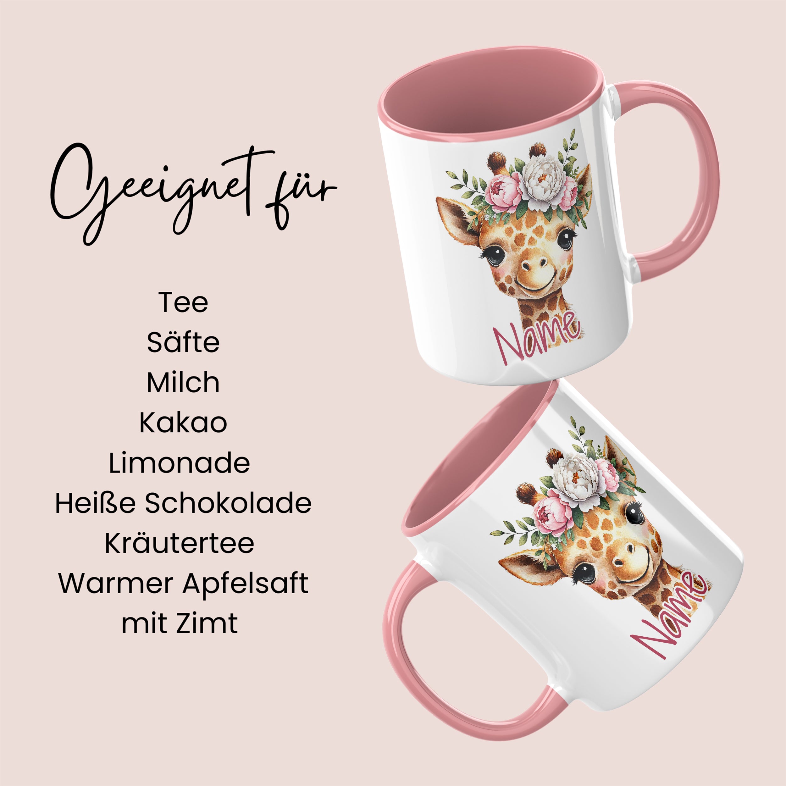 Tasse Giraffe mit Blumen - Ein Lächeln für jeden Tag