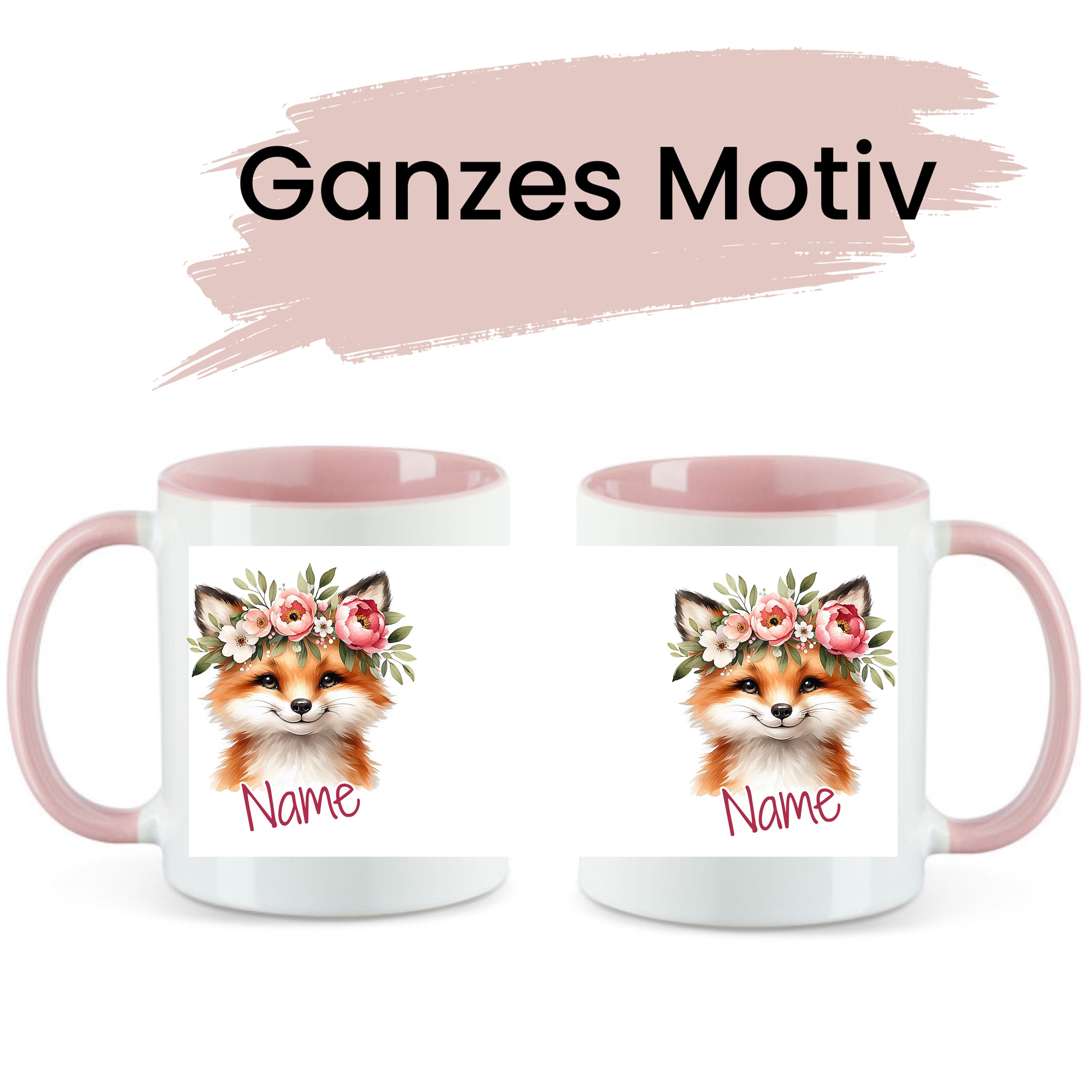 Tasse Fuchs mit Blumenkranz