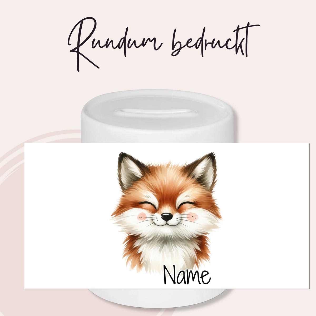 Spardose Fuchs mit Namen personalisiert, für Kinder, eigenschaftsbild