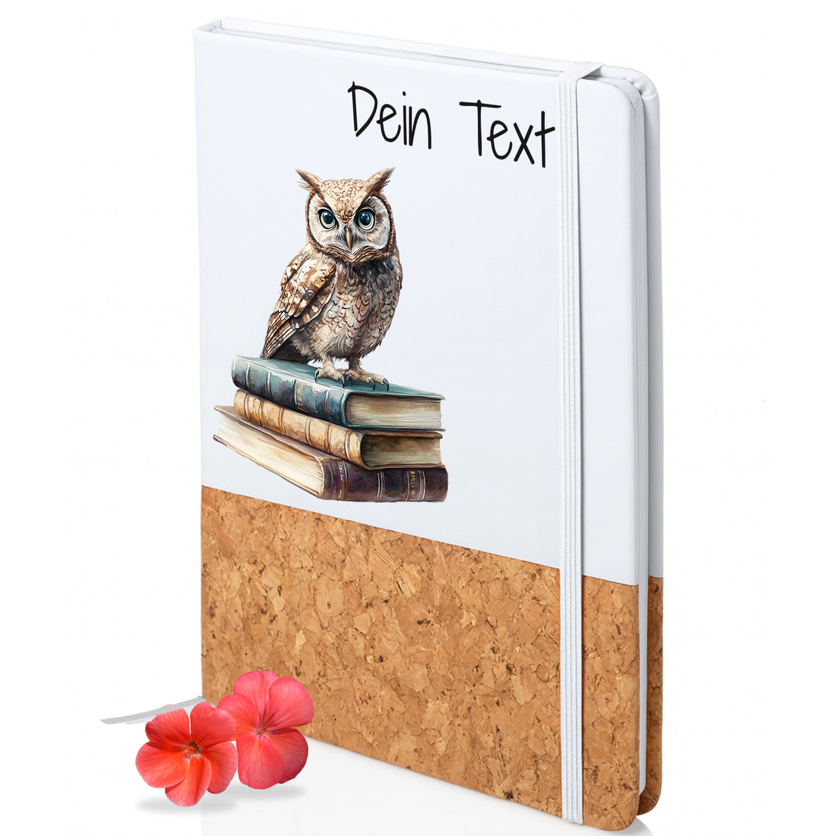Notizbuch mit Eulenmotiv und personalisierbarem Text