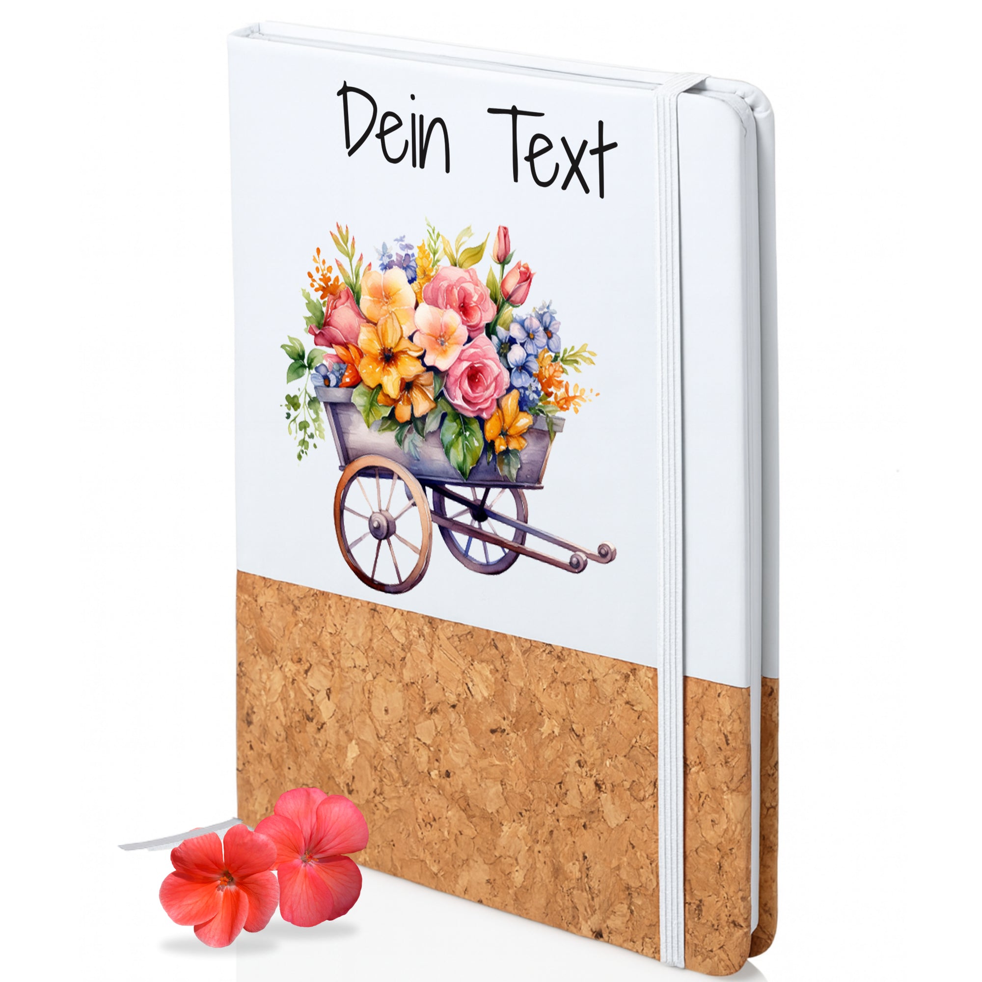 Notizbuch mit Blumenfahrrad und personalisierbarem Text