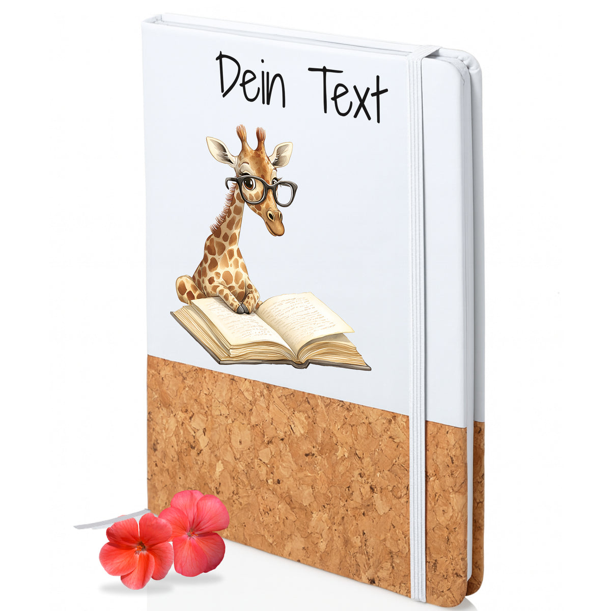 Notizbuch mit Giraffenmotiv und personalisierbarem Text