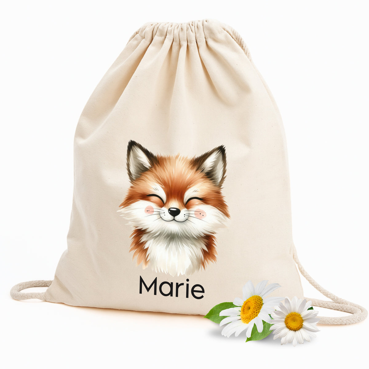 Sportbeutel Fuchs mit Namen personalisiert, Einschulungsgeschenk