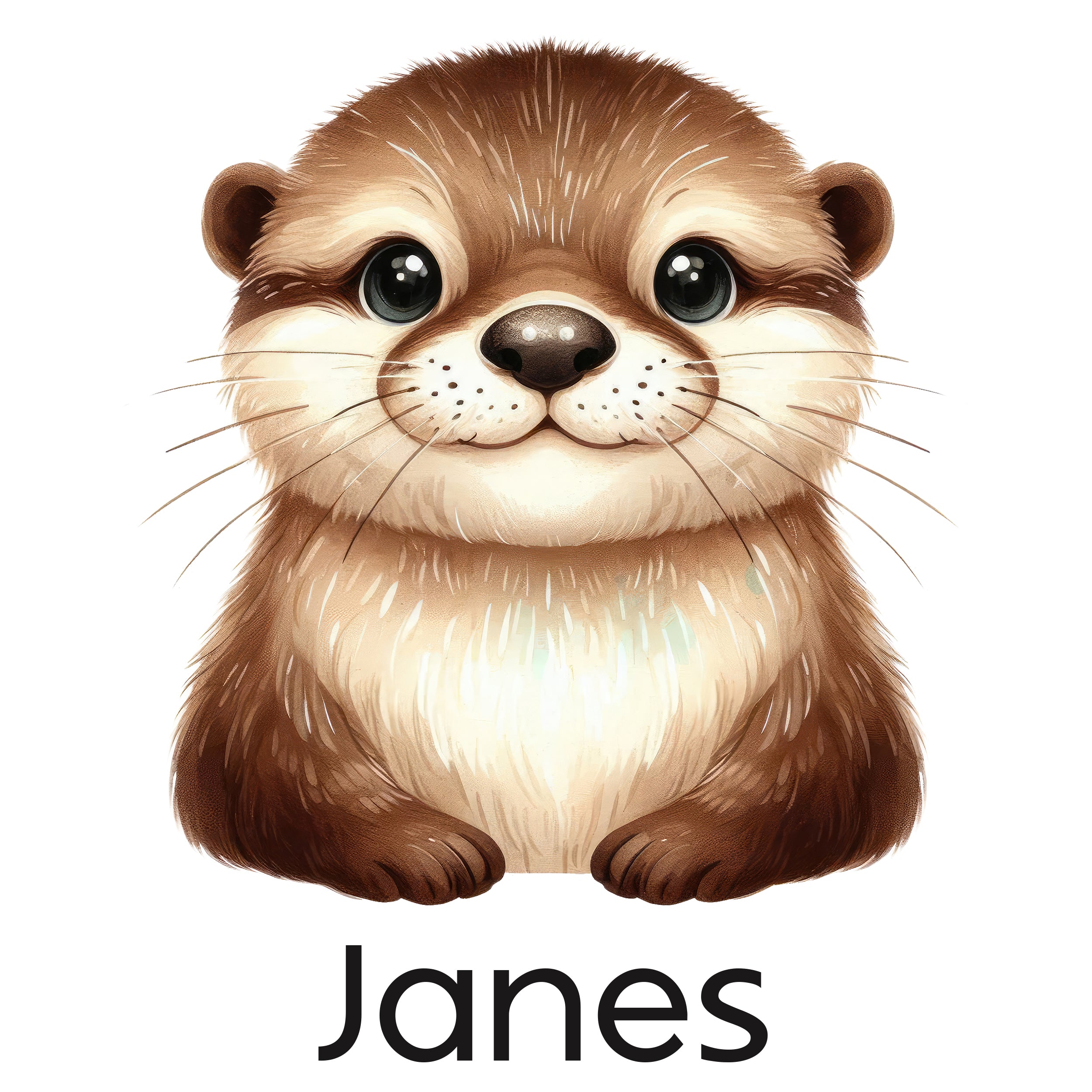 Niedliches Otter-Kind mit braunem Fell und großen Augen.