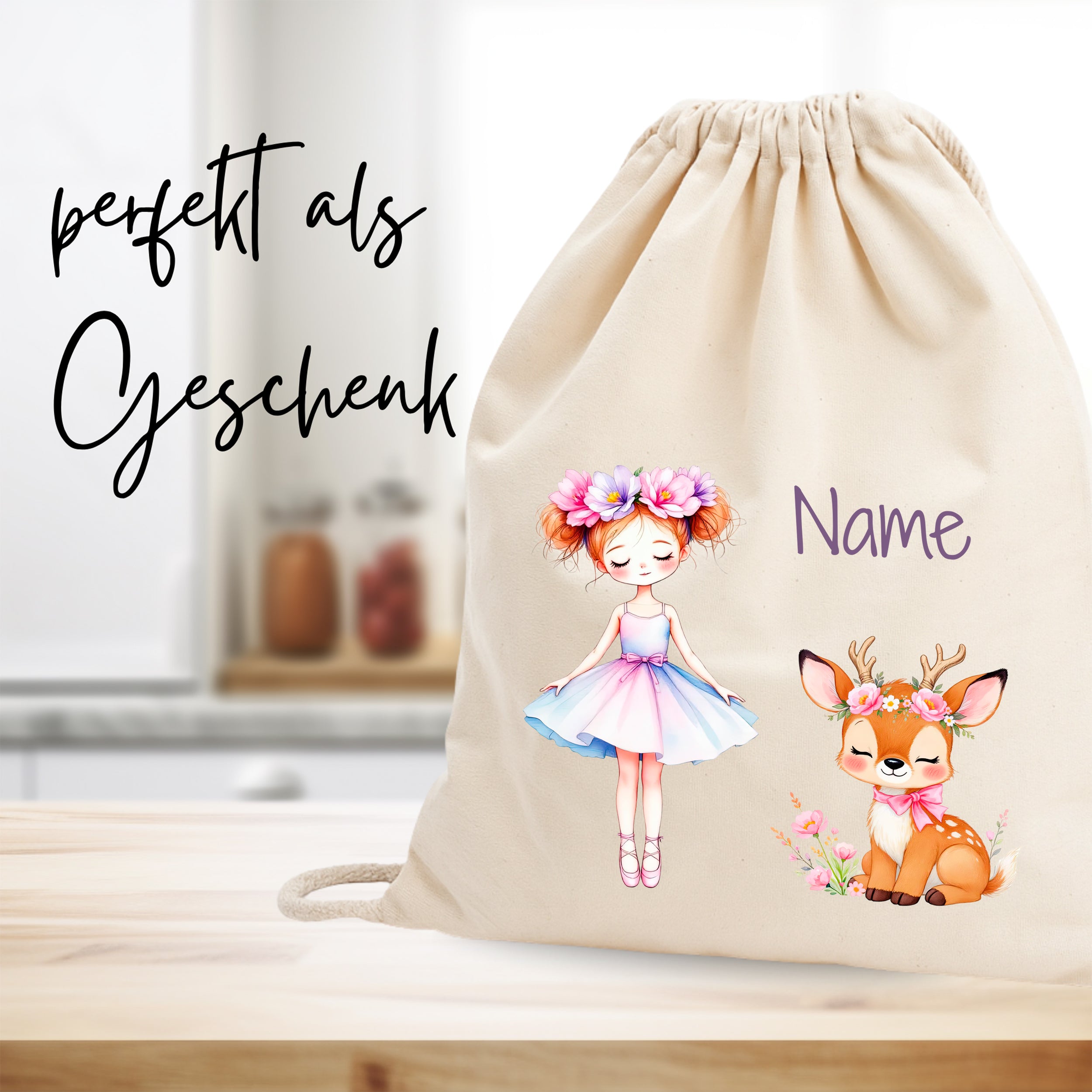 Tasche mit Mädchen und Reh