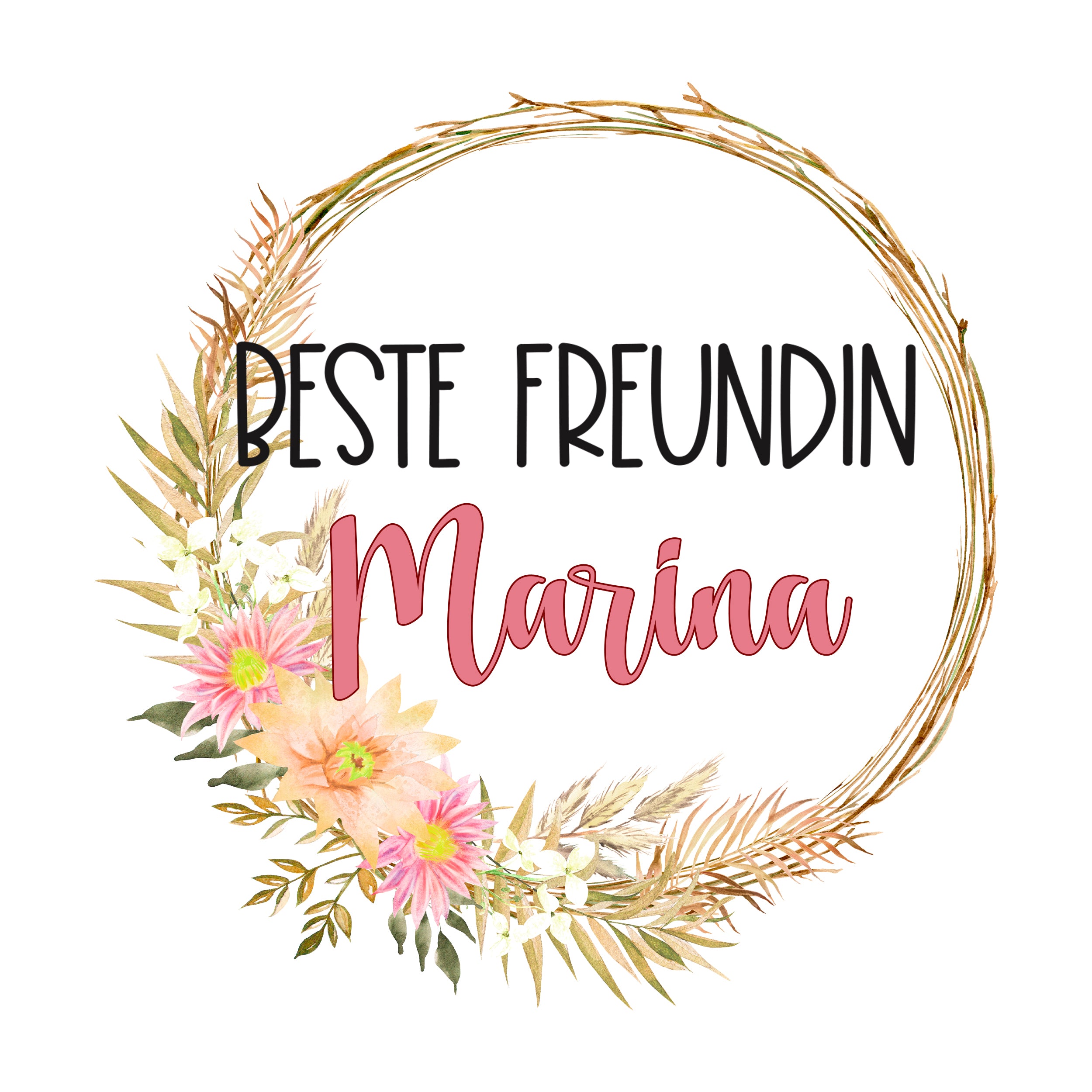 Beste Freundin Marina, florale Gestaltung, pastellfarbene Blumen.